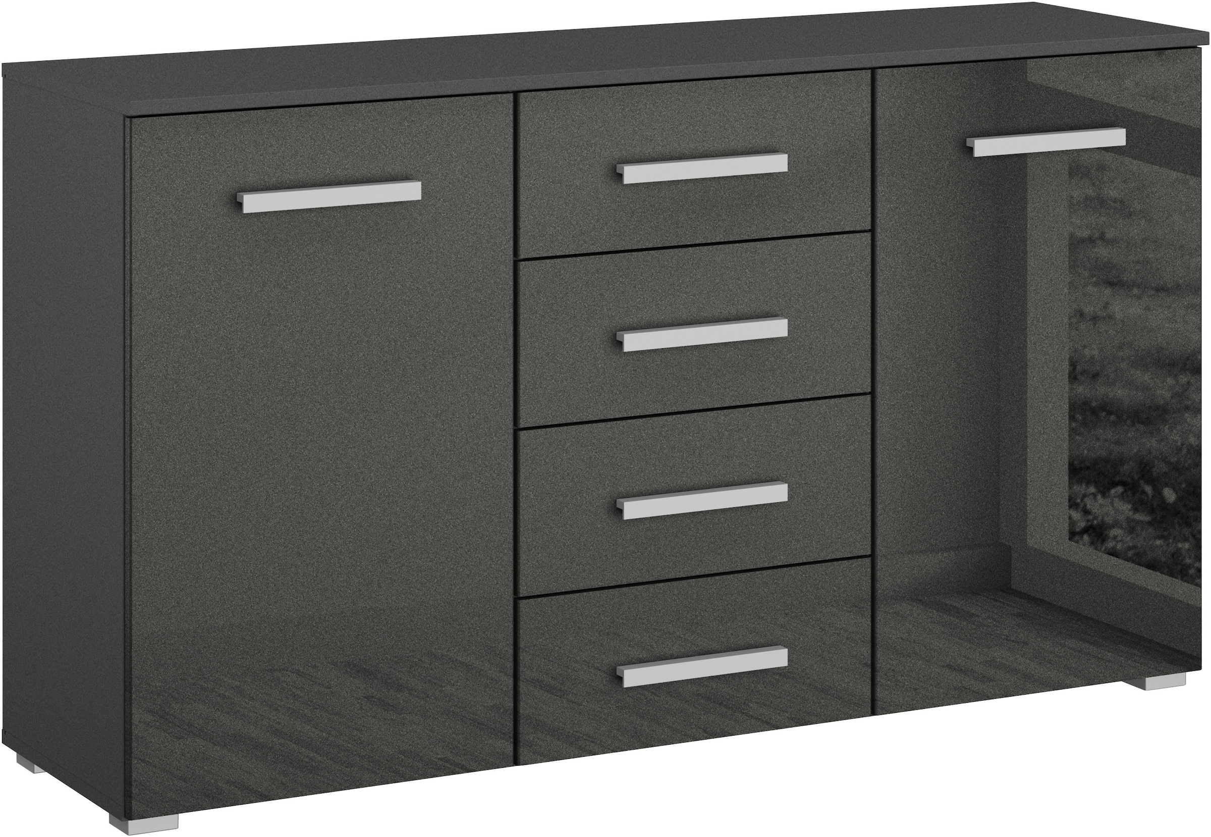 rauch Schubkastenkommode "Sideboard Kommode Kombikommode KOLUNA mit Hochglanzfront" Breite 120 cm mit eleganter Hochglanzfront, vier große Schubladen, mit insgesamt 4 Einlegeböden MADE IN GERMANY