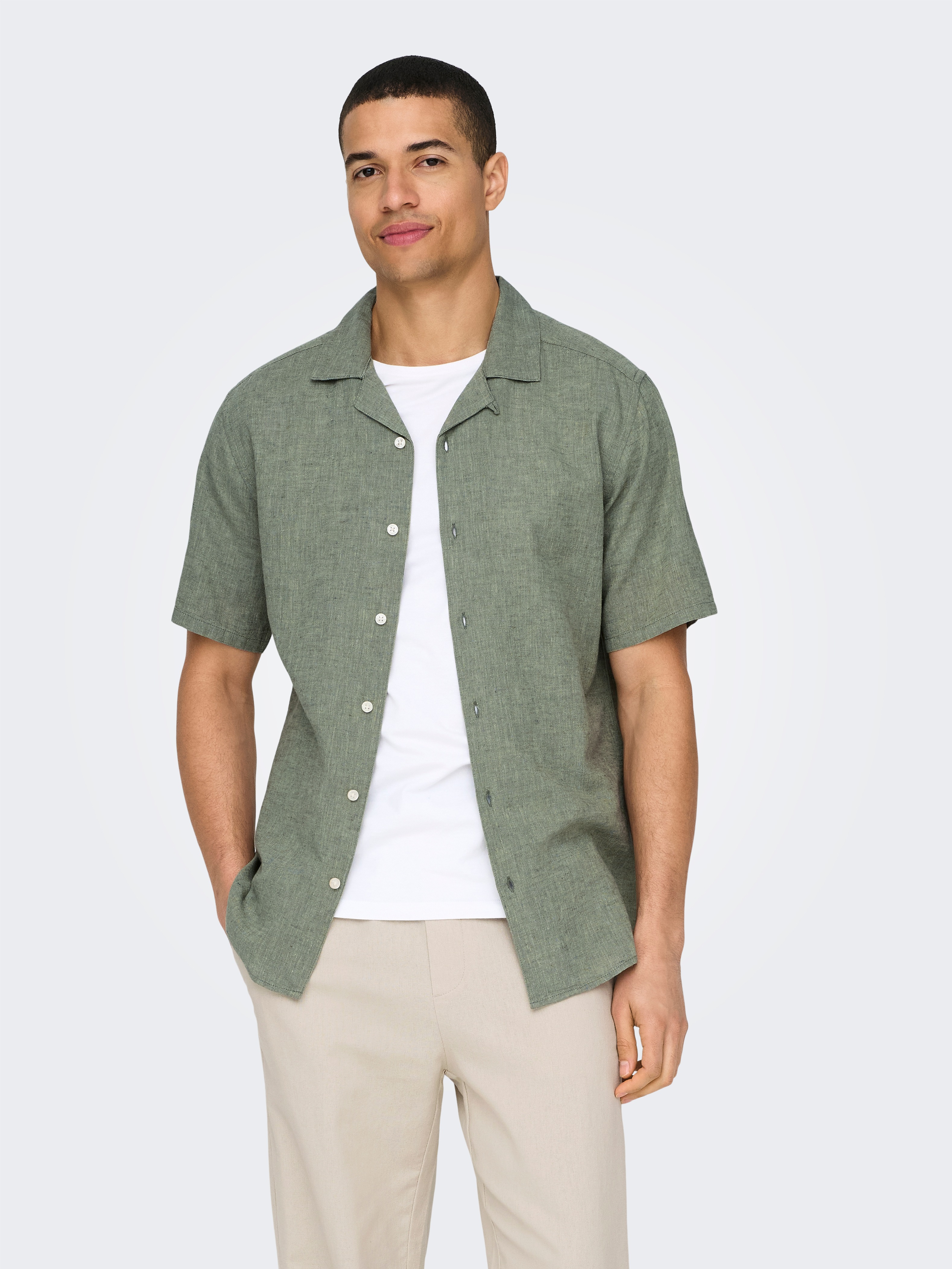 Thumbnail - ONLY & SONS Kurzarmhemd "ONSCAIDEN SS SOLID RESORT LINEN NOOS"