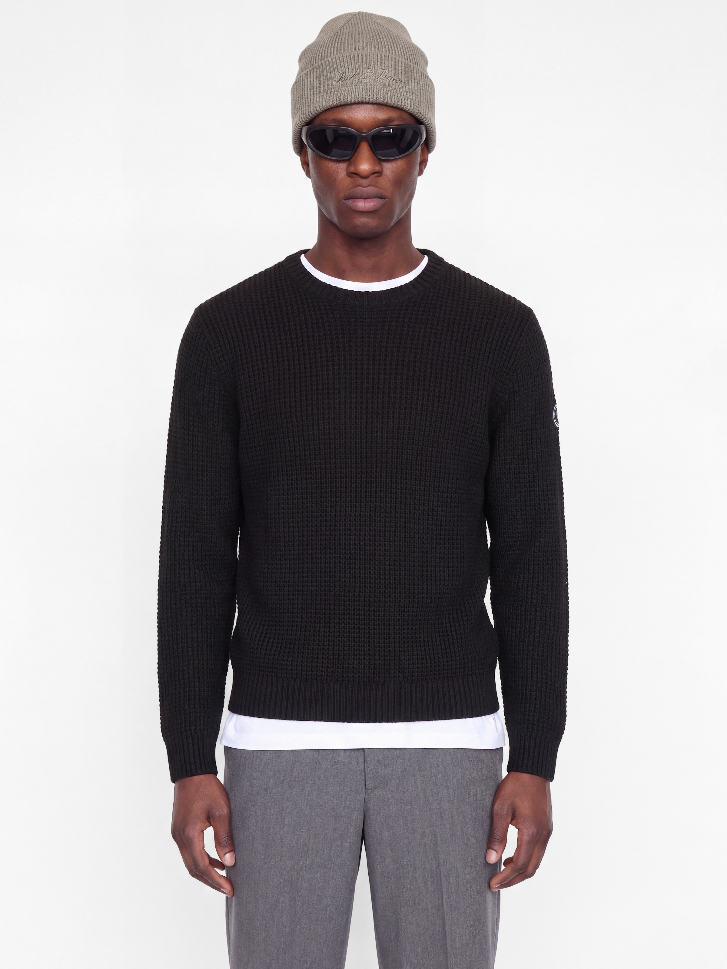 Jack & Jones Rundhalspullover "JJLUKE KNIT CREW NECK AW26" Materialmix, regular fit