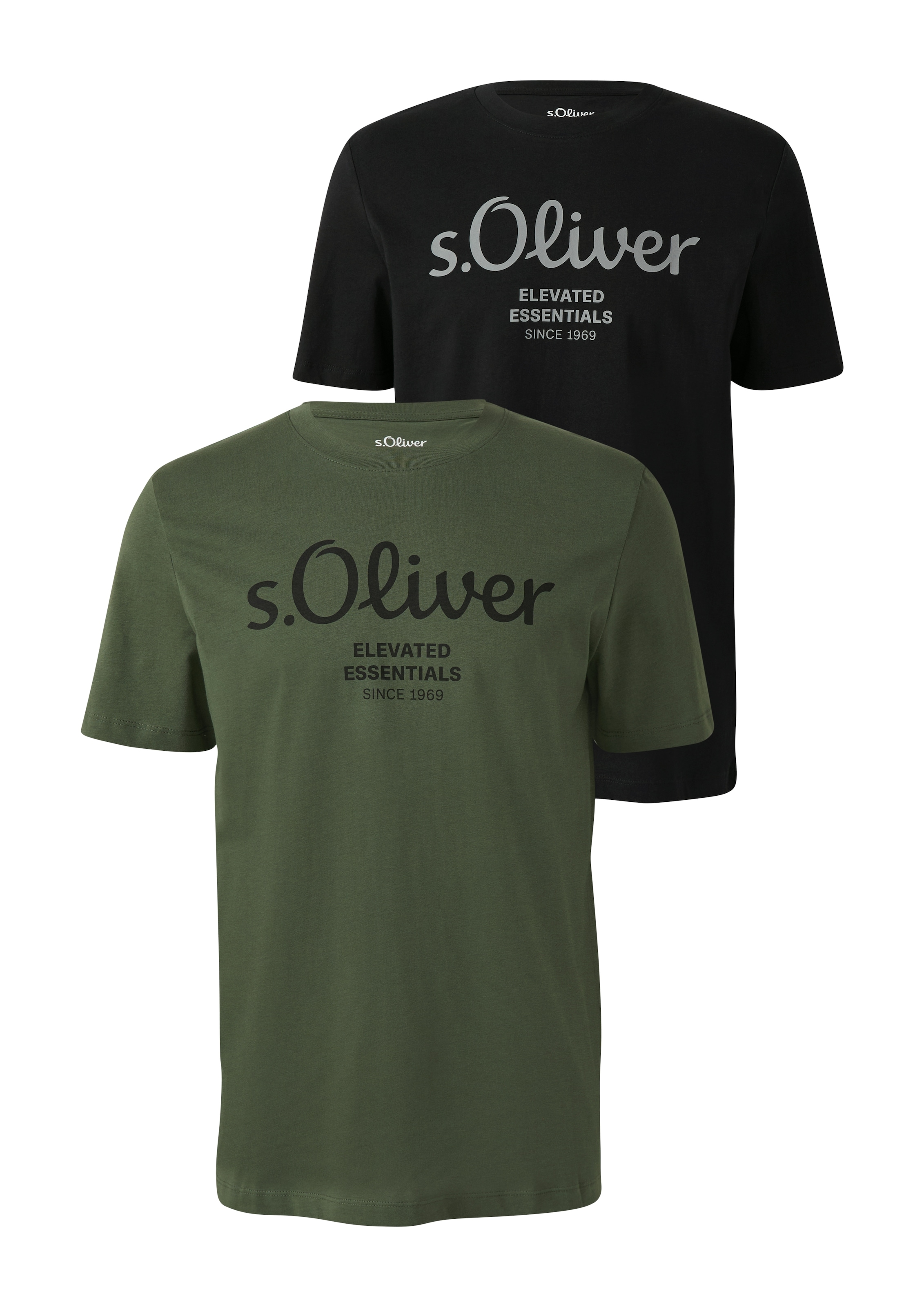 s.Oliver T-Shirt, 2 Stk. mit großen Logo-Print, im 2er Pack günstig online kaufen