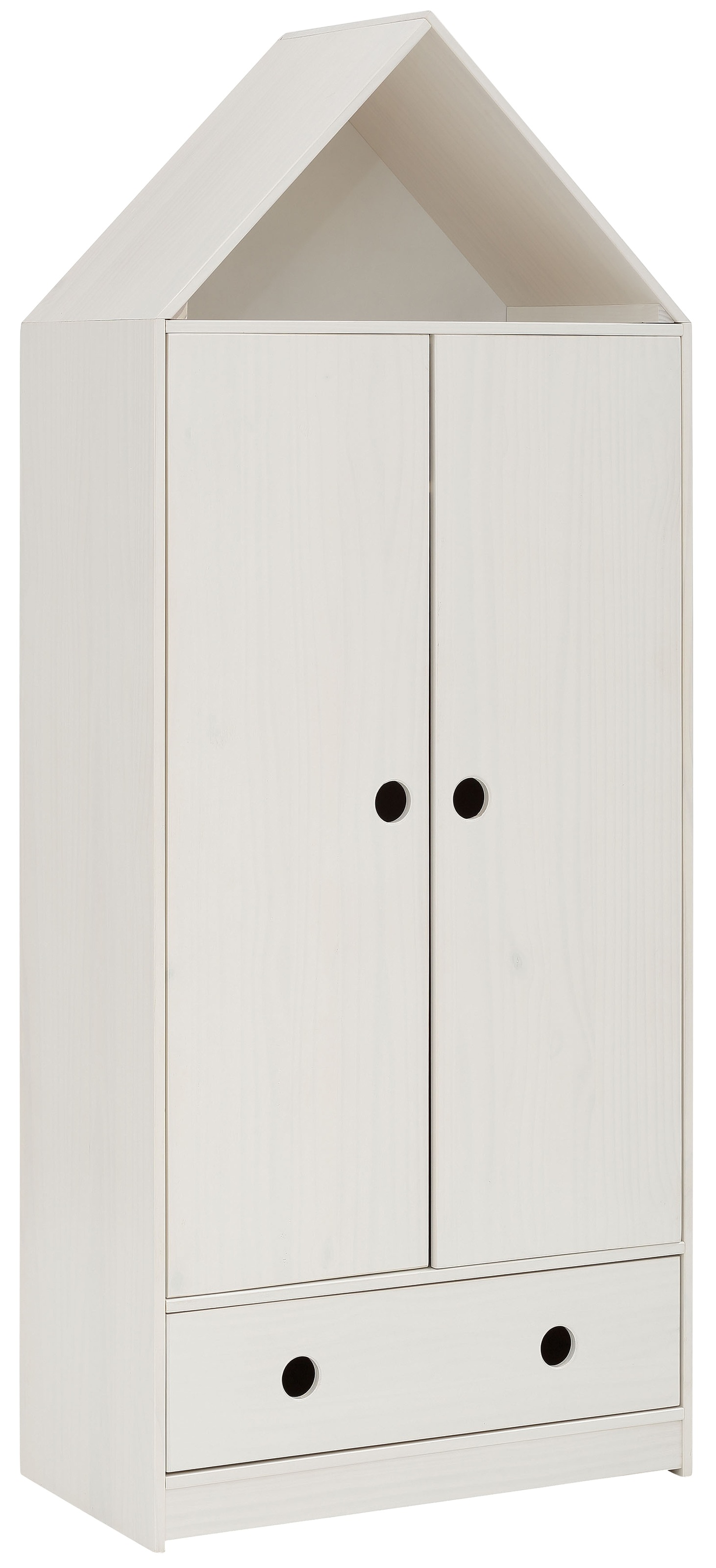 Lüttenhütt Kleiderschrank Alpi, aus massivem Kiefernholz, mit Einlegeböden und Kleiderstange hinter den Türen, Höhe 180 cm