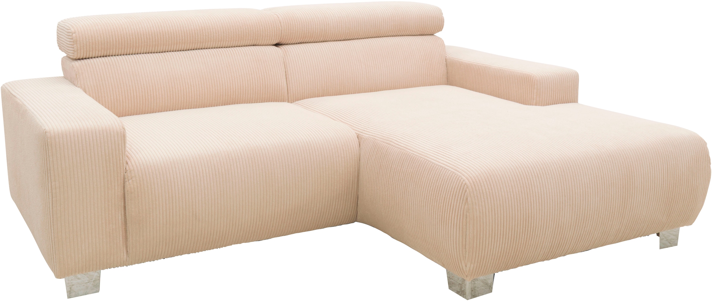 DOMO collection Ecksofa »100030 inkl. Kopfteilverstellung, guter Sitzkomfort, Cordbezug, L-Form«, mit komfortabler Wellenunterfederung, ideal für kleine Räume