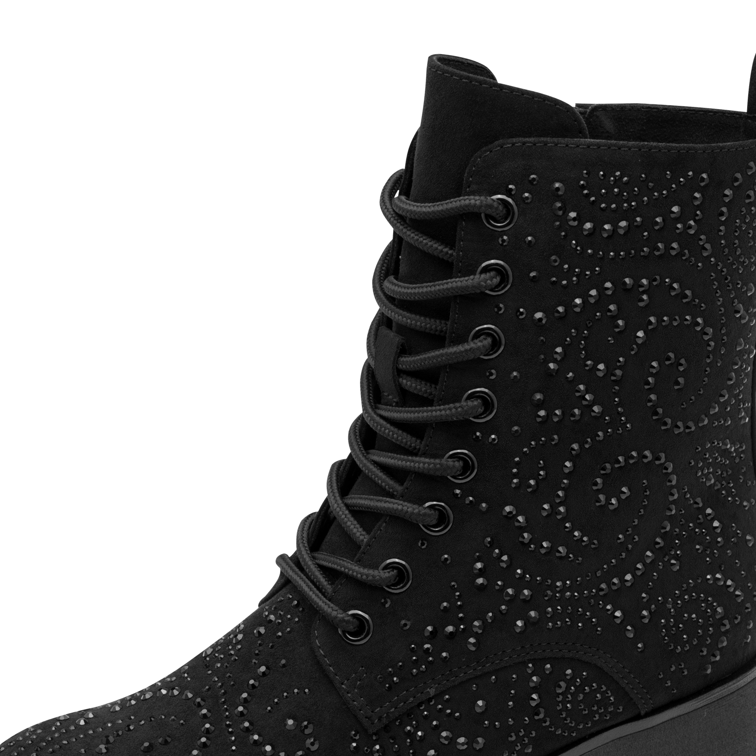 MARCO TOZZI Schnürstiefelette, Blockabsatz, Schnürboots mit funkelnden Strasssteinen besetzt