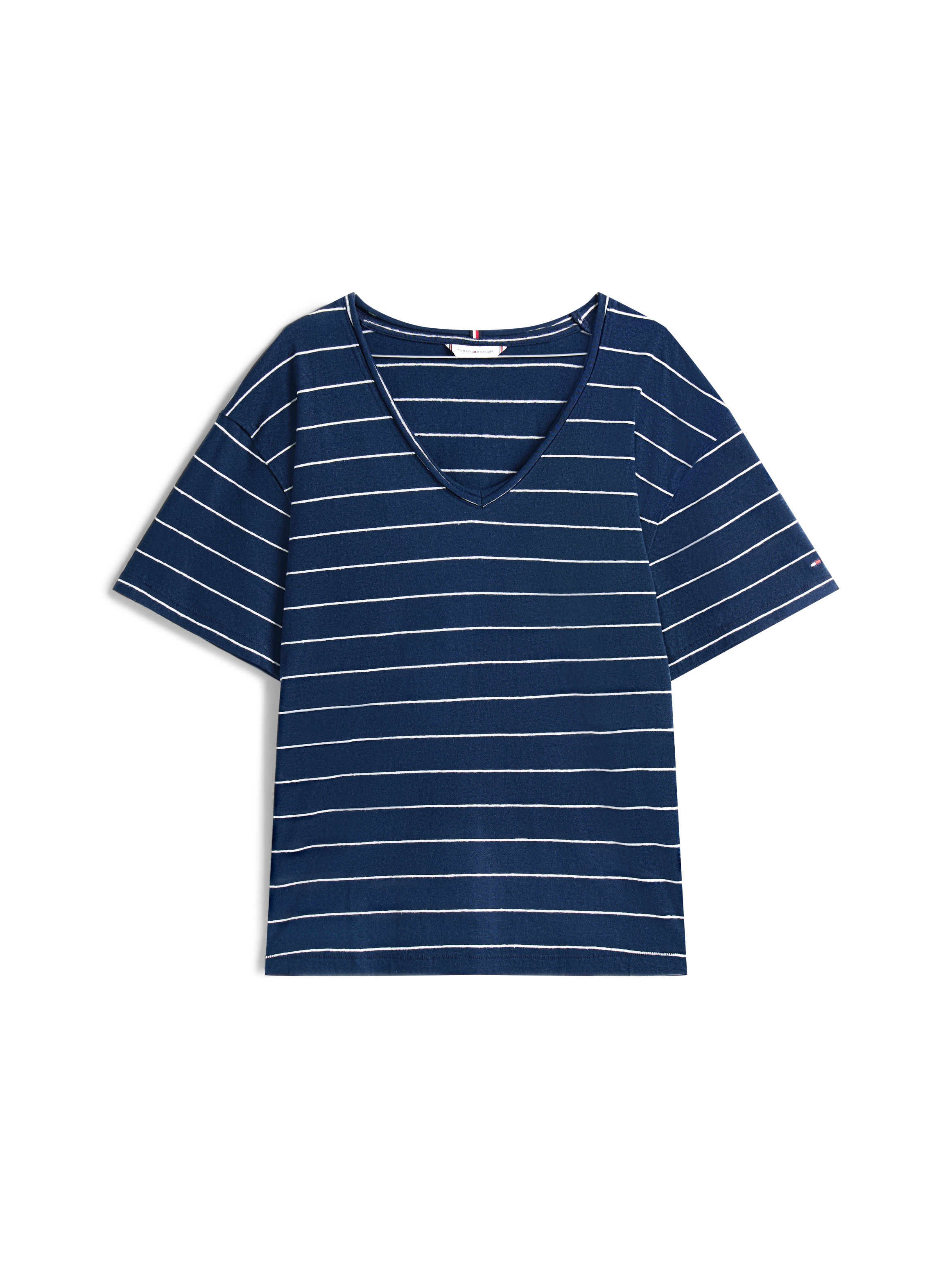 Tommy Hilfiger Curve V-Shirt »CRV MODERN CO LINEN V-NK SS«, in Großen Größen