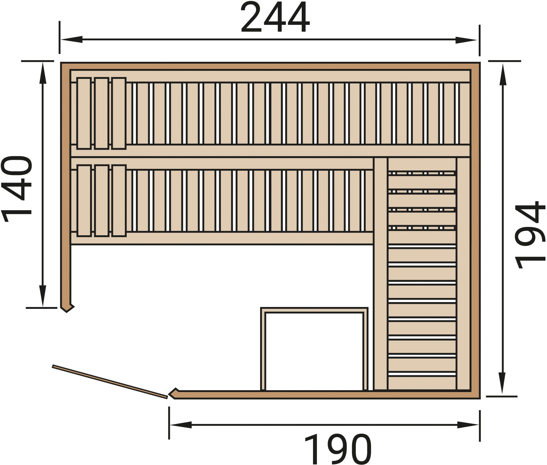 weka Sauna »Element-Ecksauna VARBERG 4«, vorgefertigte Elemente, moderne Ganzglastür