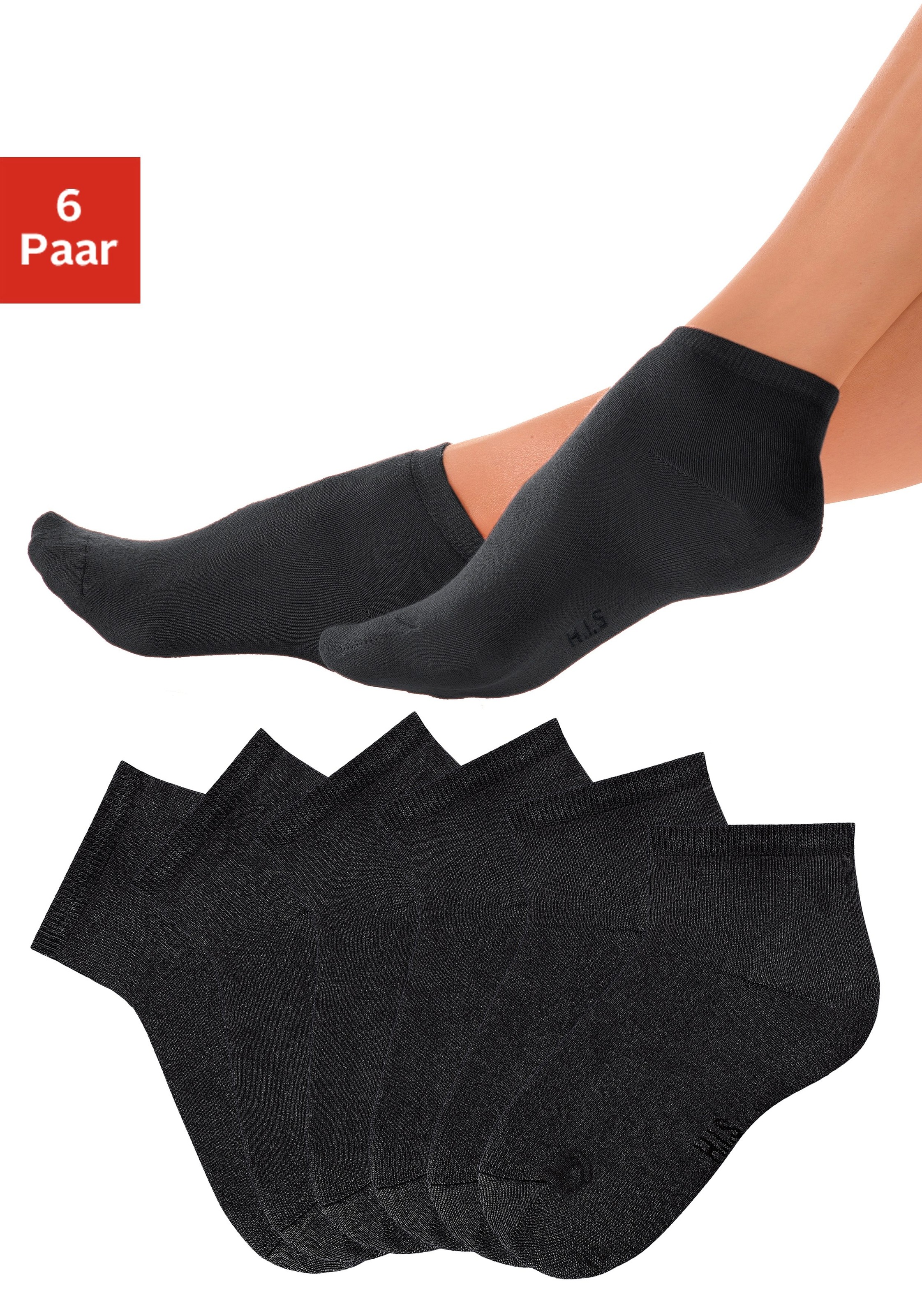 H.I.S Kurzsocken "Damen Frotteesocken farbig und uni" Packung, 6 Stk. tlg. mit kuscheligem Innenfrottee