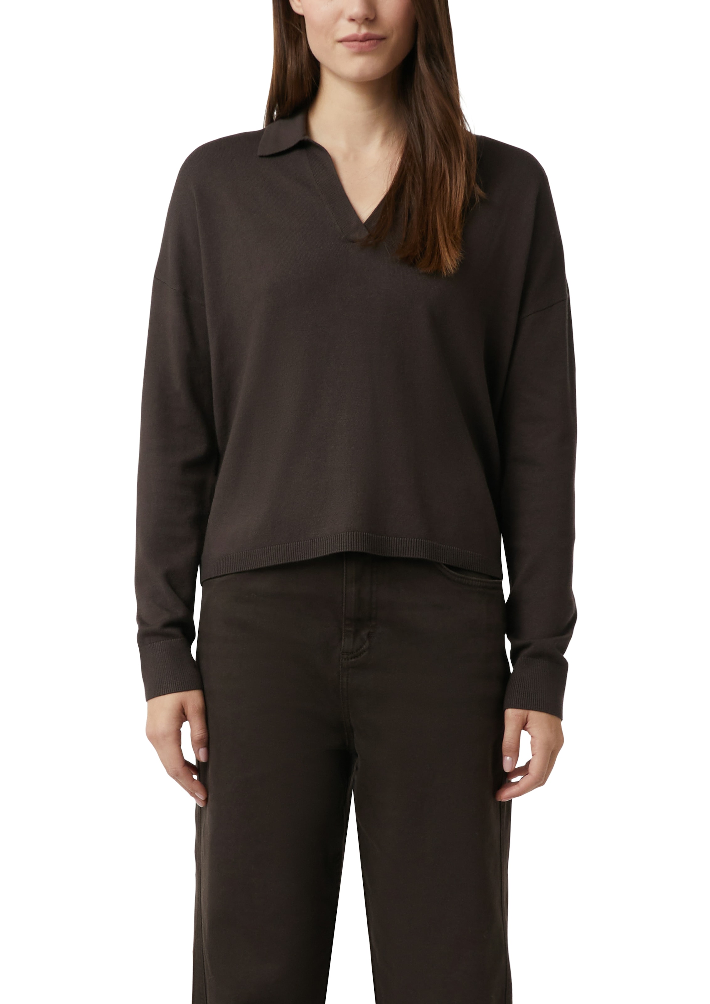 Comma Strickpullover mit V-Ausschnitt und Polo Kragen günstig online kaufen