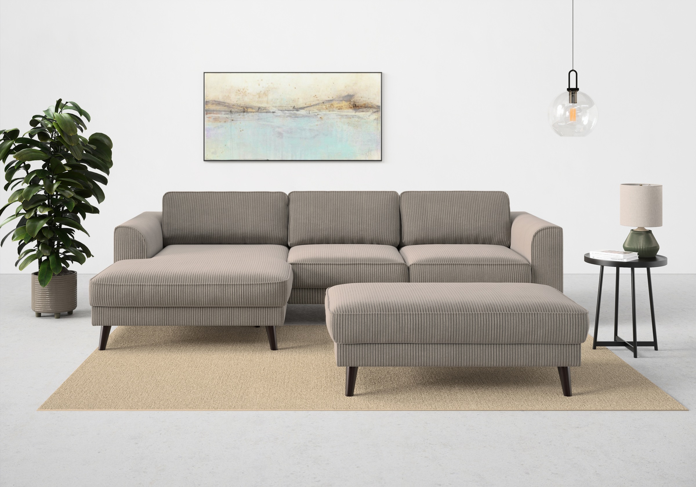 TRENDMANUFAKTUR Ecksofa »Lumber Jack, elegantes Designsofa, zeitlos modern, hoher Sitzkomfort«, wahlweise mit Bettfunktion u. Bettkasten, L-Form