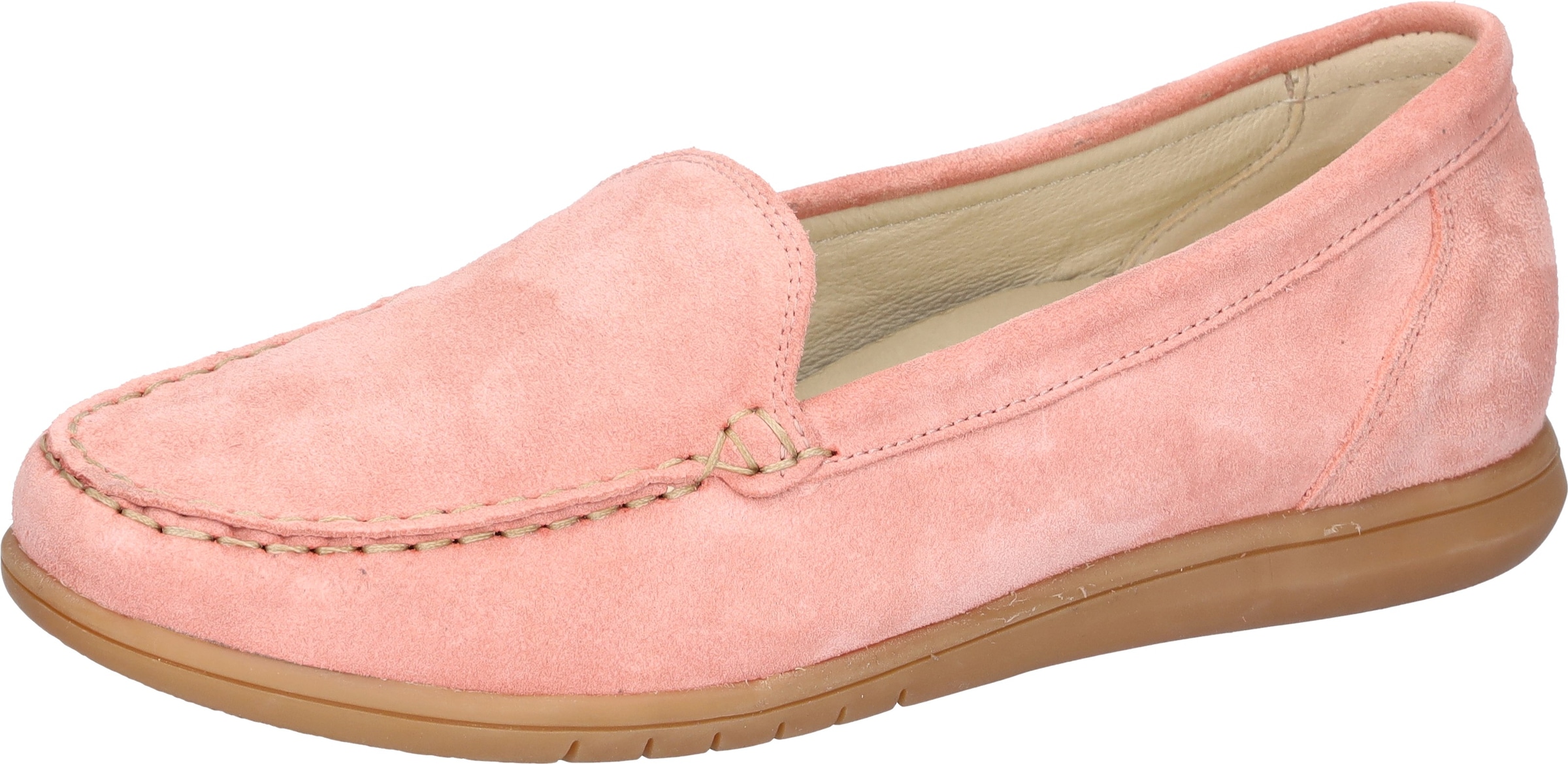 Mokassin WALDLÄUFER "H-WANDA", Damen, Gr. 5 (38), melone, Veloursleder, unifarben, Schuhe Mokassin, Slipper, Schlupfschuh, Halbschuh in Komfortweite H (= sehr weit)
