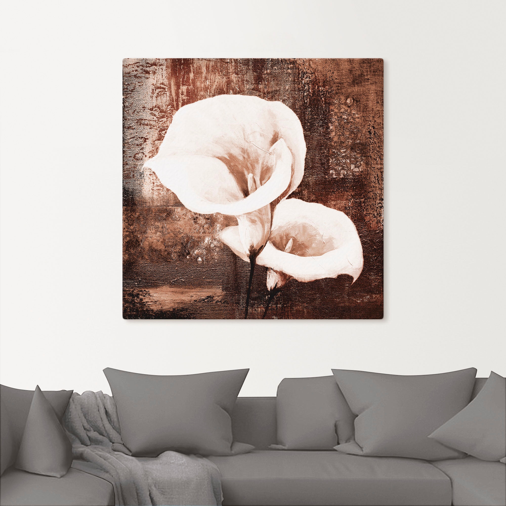Artland Leinwandbild »Klassische Callas - braun«, Blumen, (1 St.), auf Keilrahmen gespannt