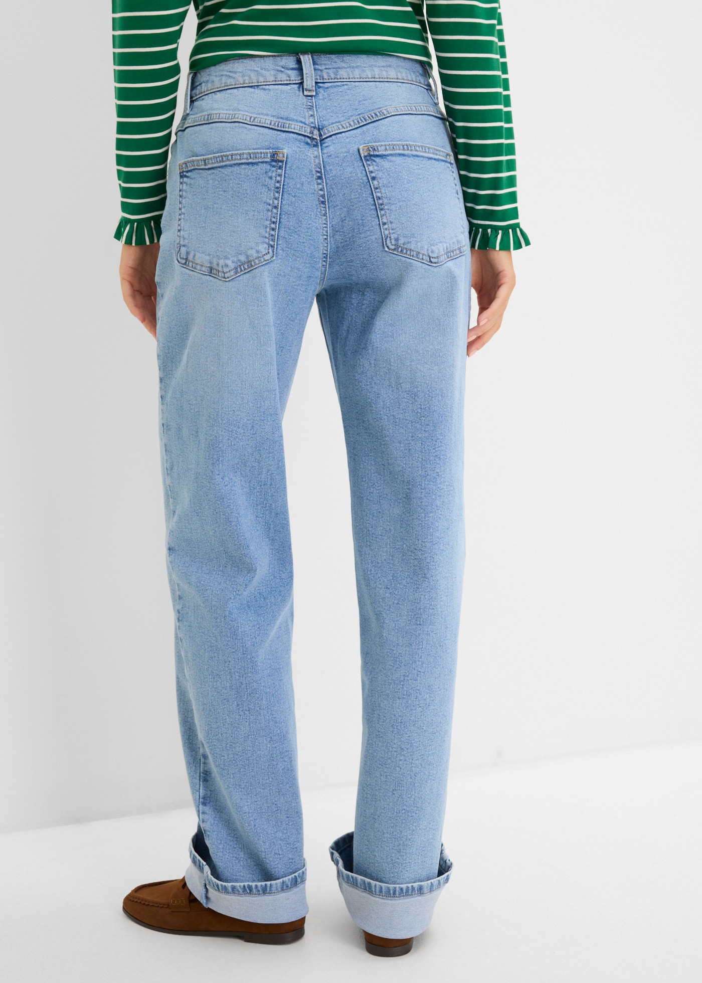bonprix Straight-Jeans mit High-Waist-Bund, Regular Fit, Straight-Leg-Schnitt, im Casual-Stil