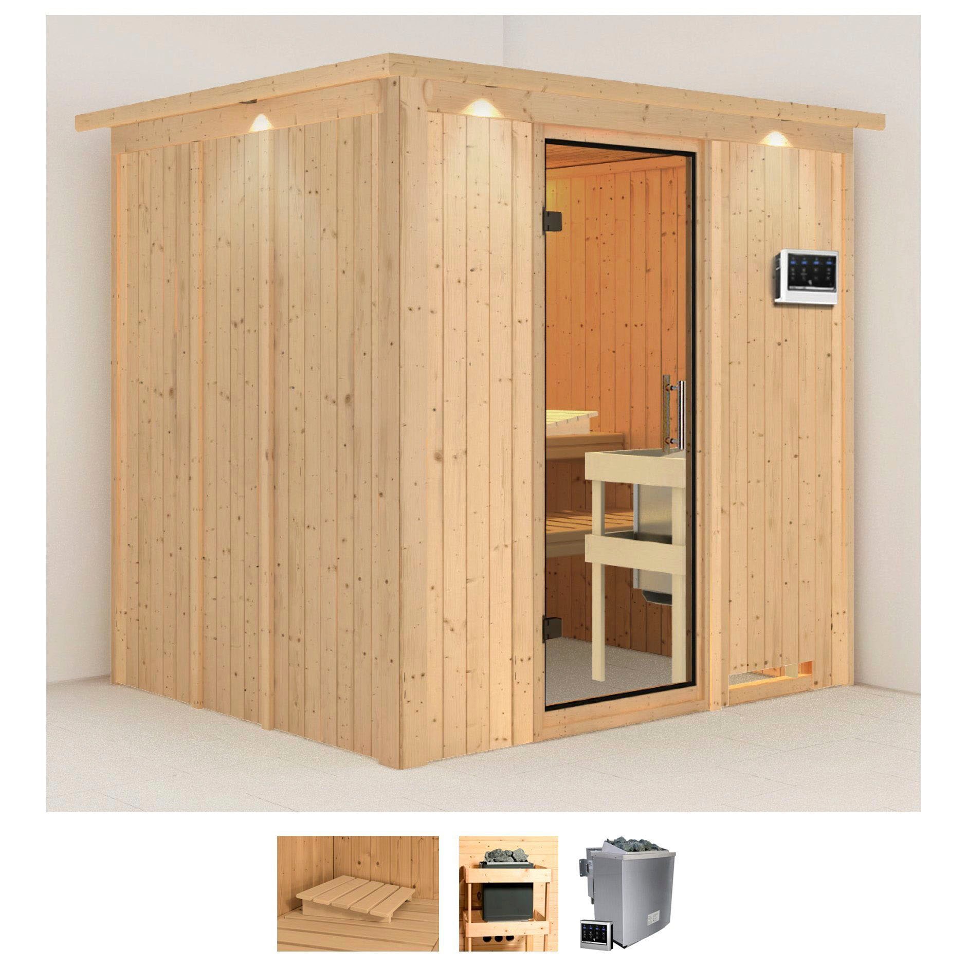 Karibu "Sodin" Set, Ofen 9 kW Bio externe Strg easy