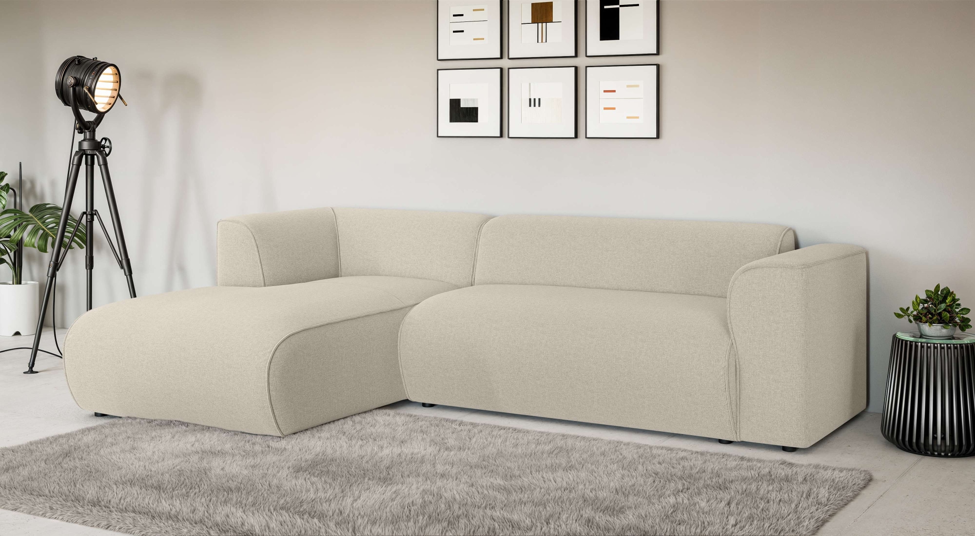 Home affaire Ecksofa "GENTON L-Form (257 cm), zeitlos & stilvolles Design," Aufwendig gepolstert, in Cord, Chenille und Struktur