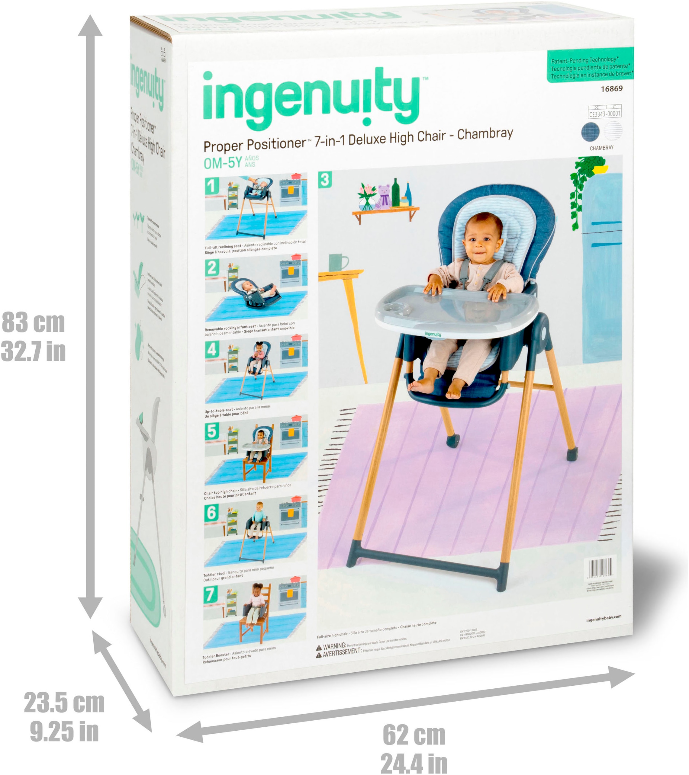 ingenuity Hochstuhl »Proper Positioner™ 7-in-1 Deluxe High Chair - Chambray«