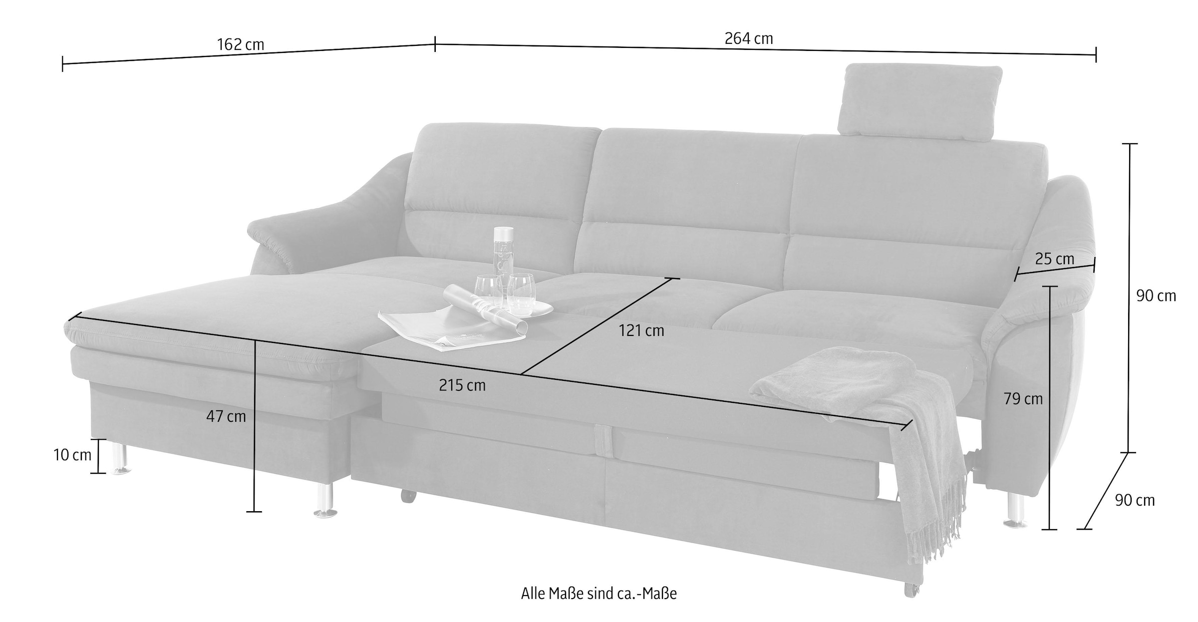 sit&more Ecksofa »Cardoso L-Form«, mit Federkern, wahlweise mit Bettfunktion