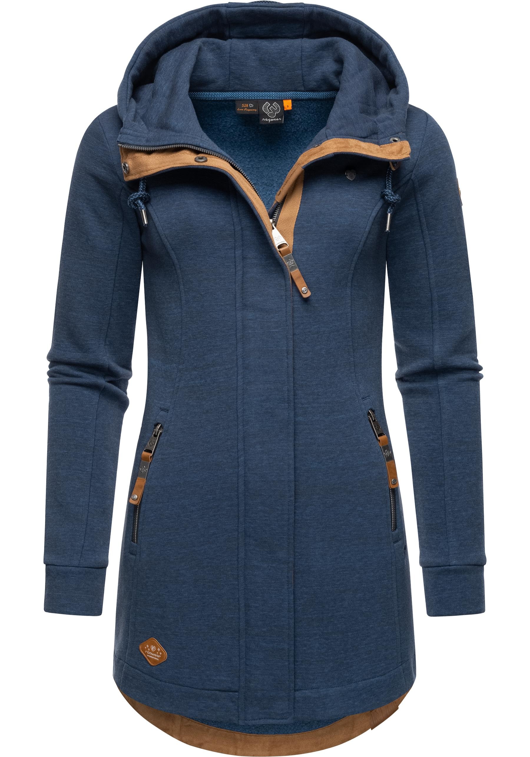 Ragwear Langjacke "Letty Intl." mit Kapuze Sportliche Kapuzenjacke mit Kunstleder-Elementen