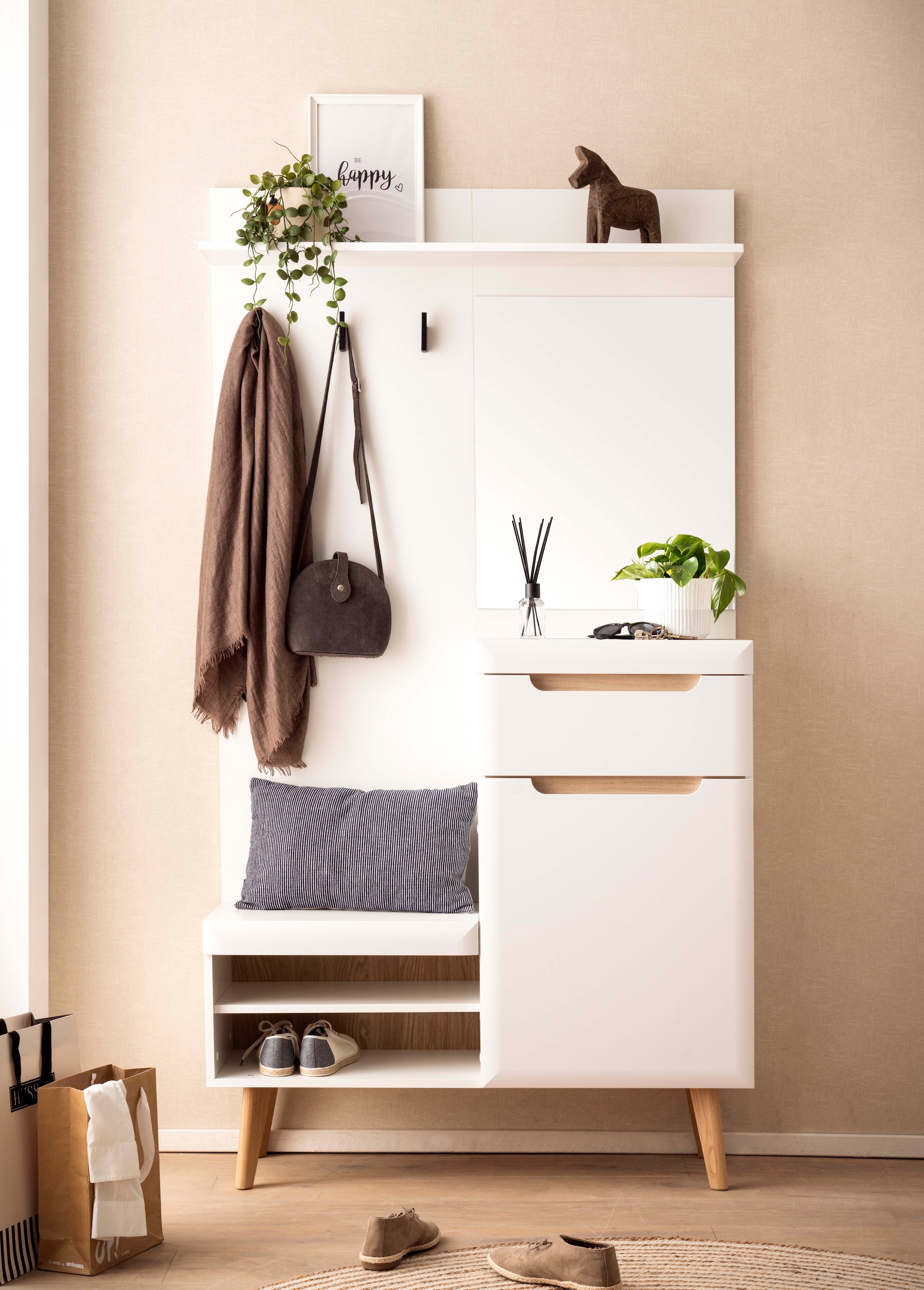 Kompaktgarderobe »Torge, Garderobe mit Stauraum, Garderobenschrank im Scandic Design«,...