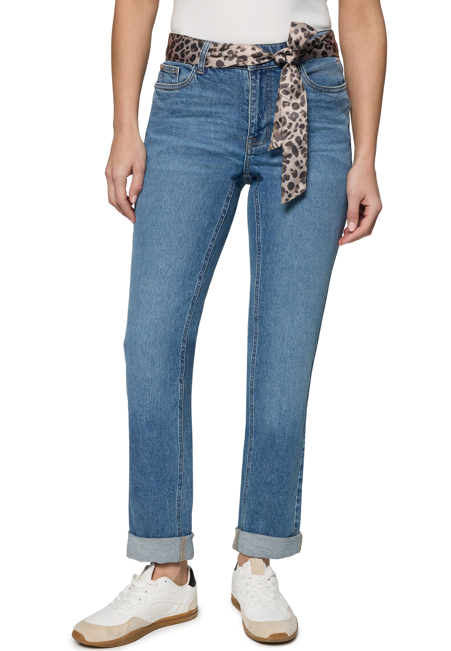 Zero Slim-fit-Jeans "Damen mit Leo-Gürtel Style Orlando 28 Inch" günstig online kaufen