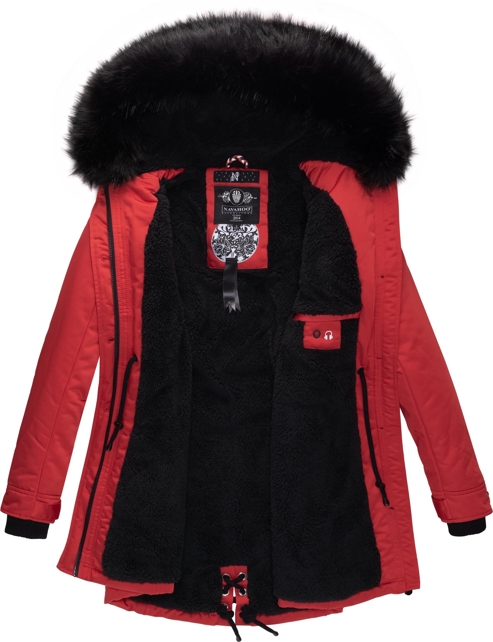 Navahoo Wintermantel »Luluna Prc«, edler Parka mit großer Kunstfellkapuze