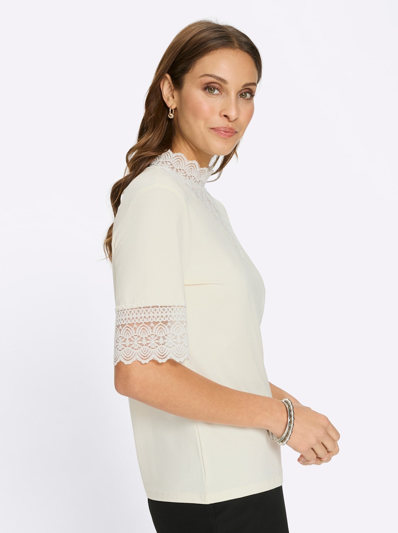Lady Stehkragenshirt »Spitzen-Shirt« 1 tlg.