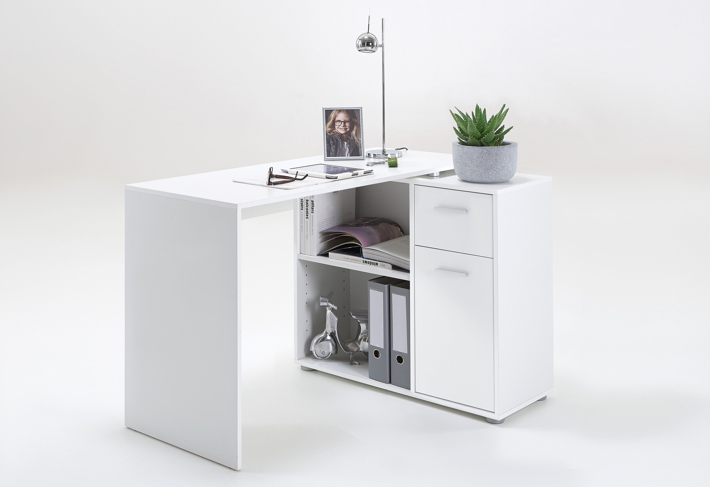 FMD Eckschreibtisch "AUGSBURG" Schreibtisch/ Sideboard m. Stauraum, beids. günstig online kaufen