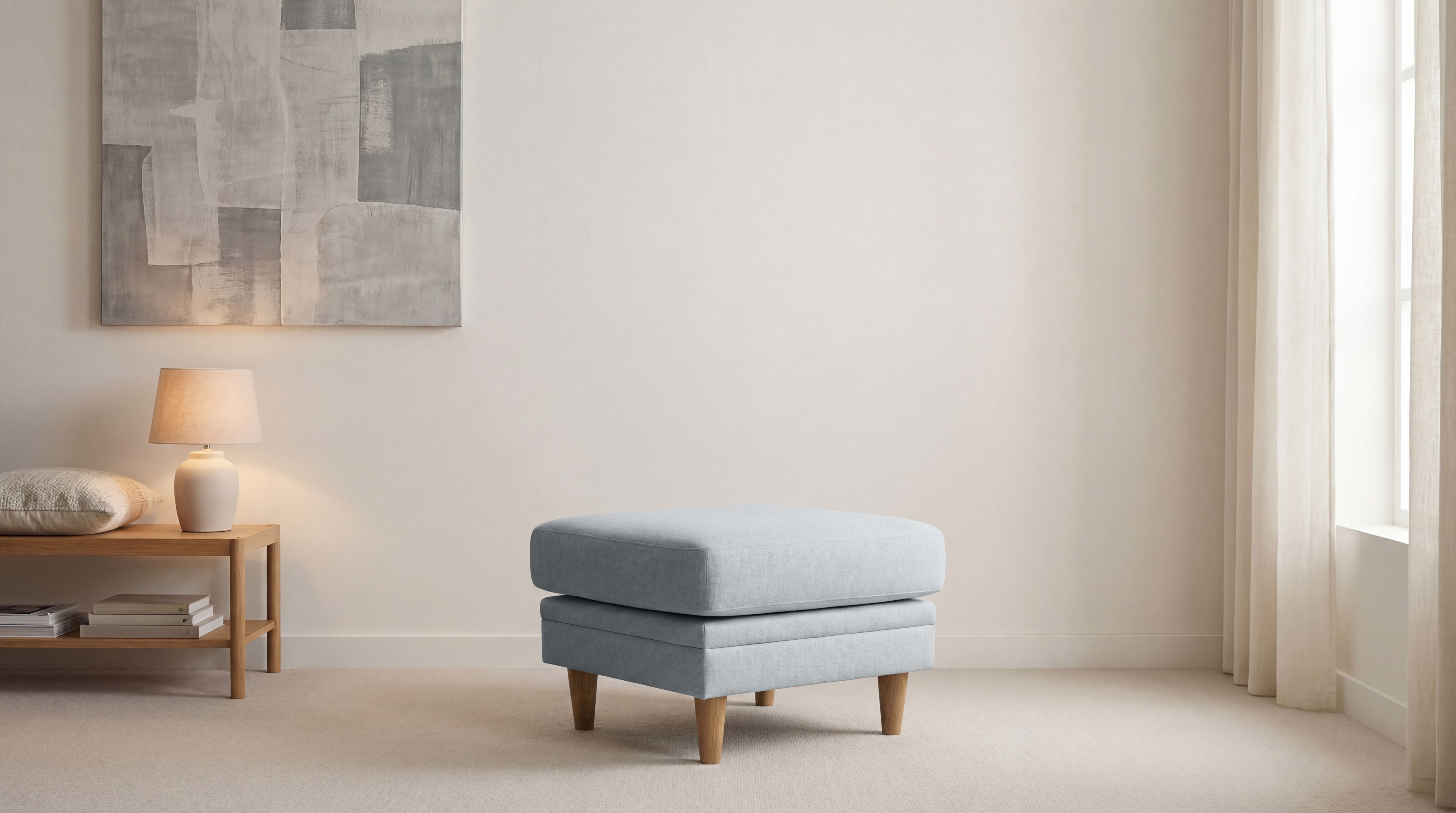 OTTO home Polsterhocker "Arellano, Breite 63 cm" klassisches Design, mit Massivholzfüßen, Webstoff fein, Chenille