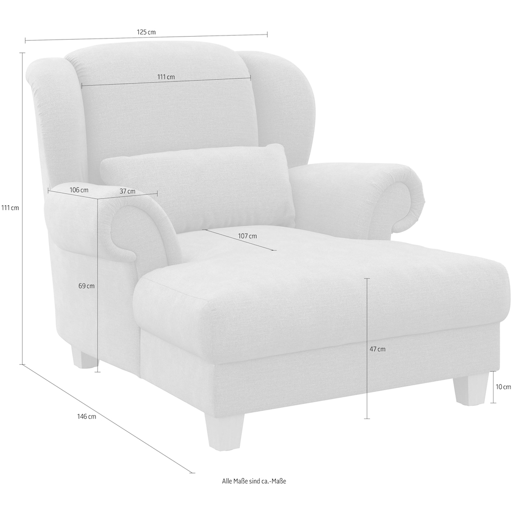 Home affaire Loveseat »Loveseat Queenie«, (1 St.), mit softem, weichem Sitzkomfort, zeitloses Design, inkl. Zierkissen