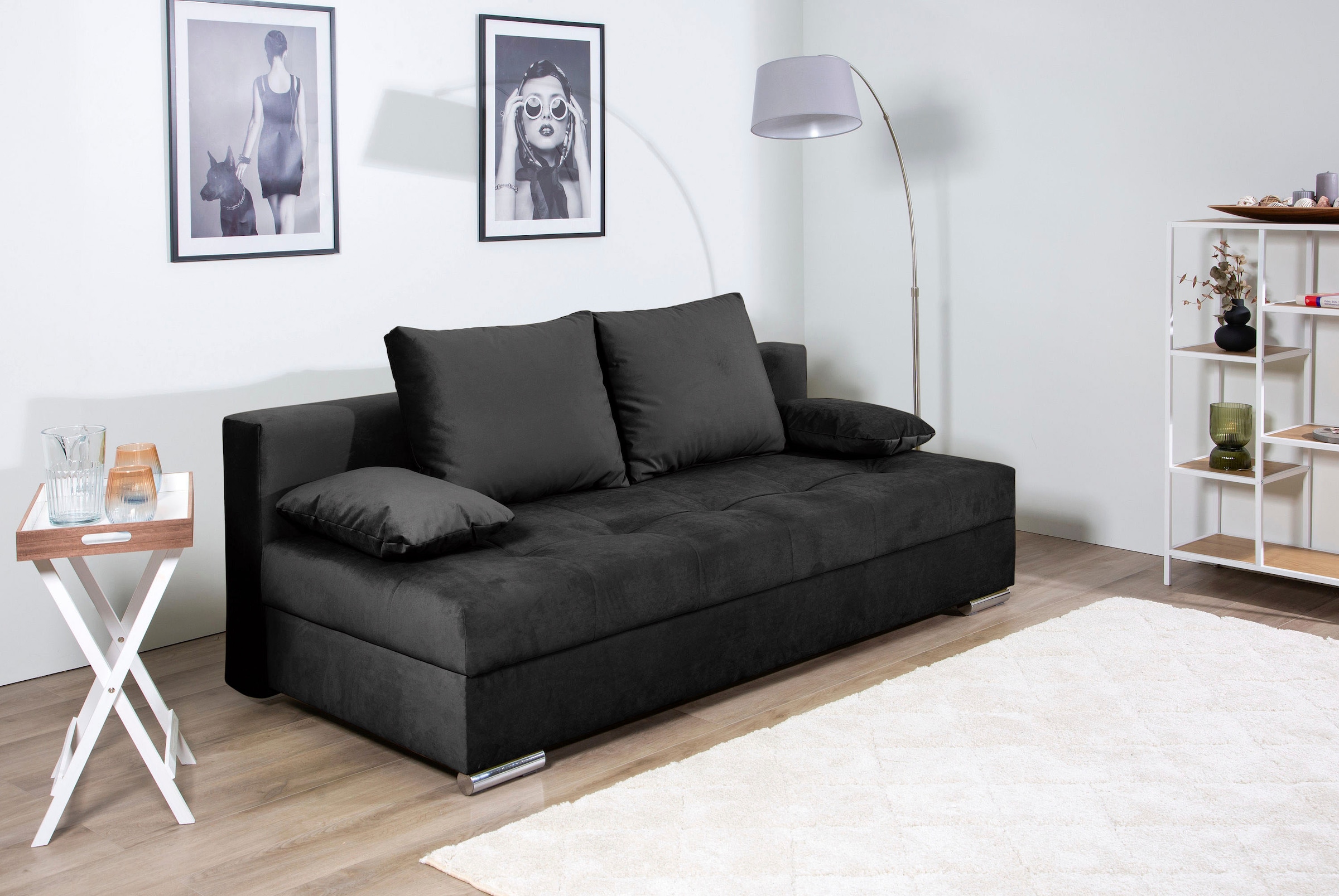 COLLECTION AB Schlafsofa »Tania mit Bettfunktion und Bettkasten«, komfortabler Sitzkomfort: Federkern-Polsterung, inklusive Rückenkissen