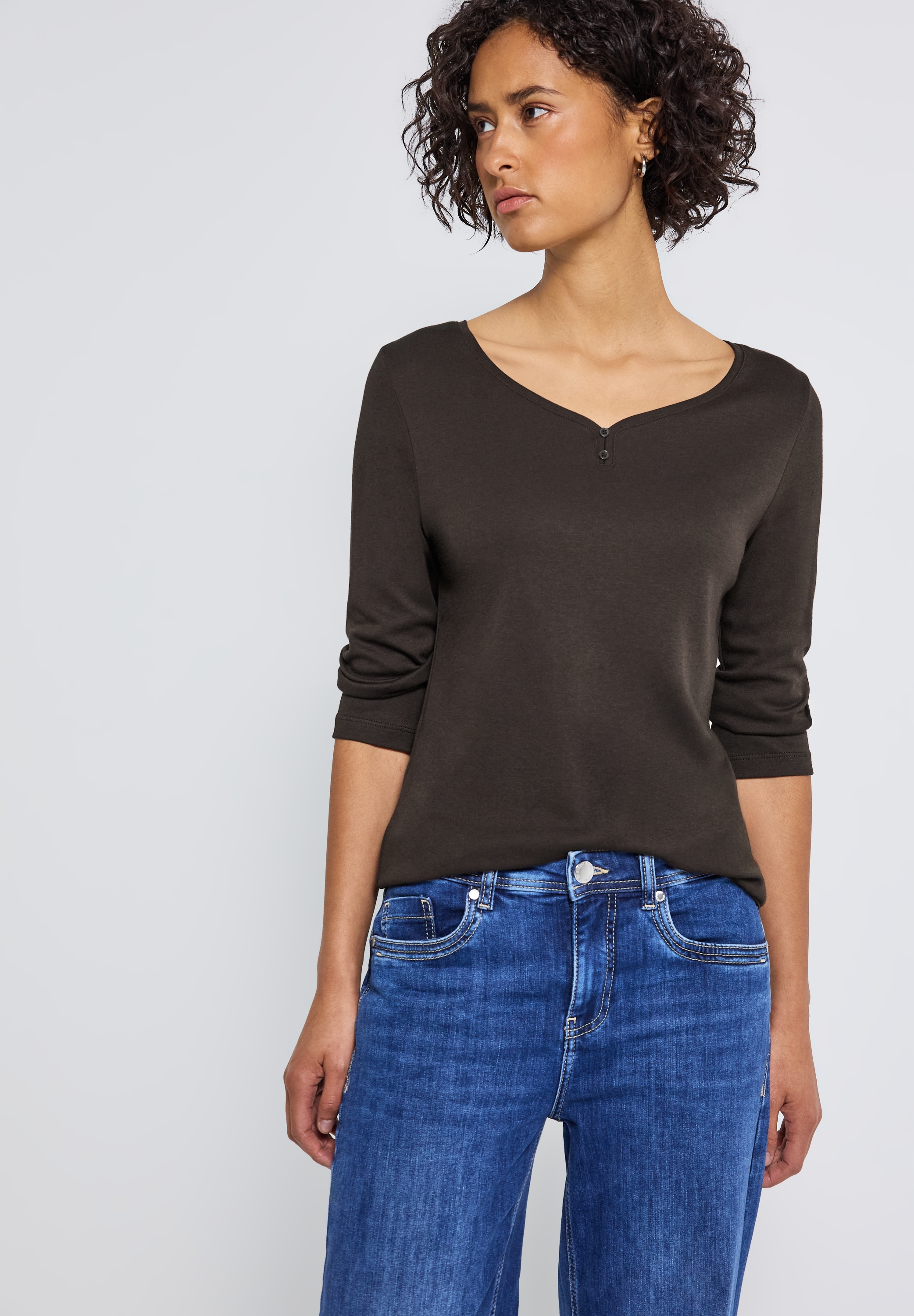 STREET ONE 3/4-Arm-Shirt, mit Knopfdetail günstig online kaufen