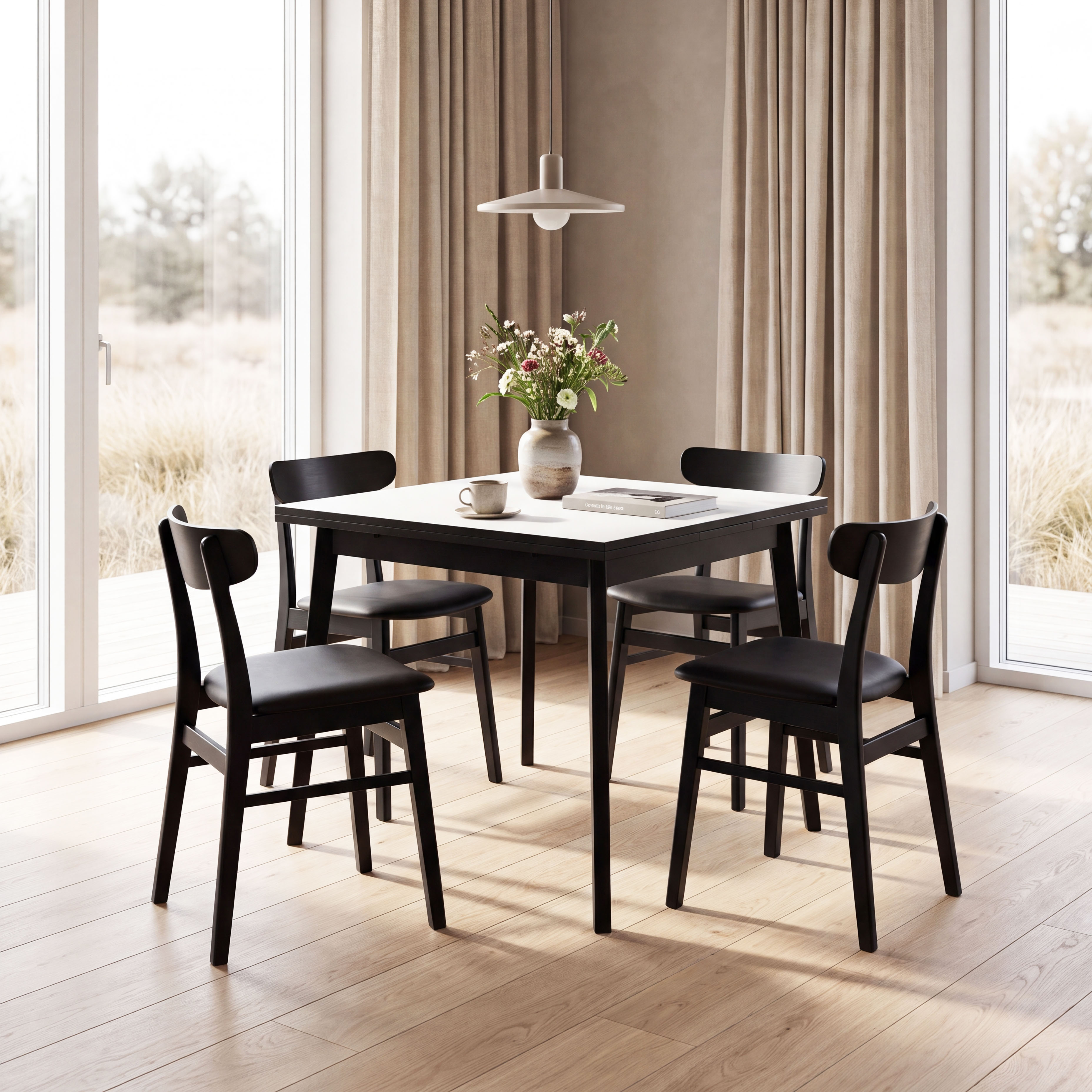 Hammel Furniture Esstisch "Esstisch Basic– ausziehbar, dänisches Design, mit Einlegeplatten" 90(164)x90 cm, Melamin / Massivholz, stabiler dänische Design Tisch