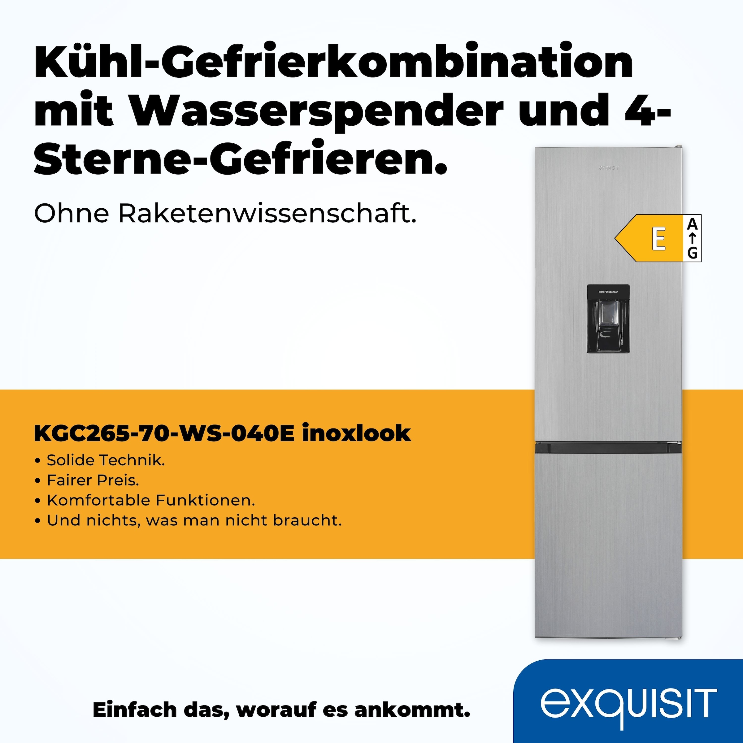exquisit Kühl-/Gefrierkombination »KGC265-70-WS-040E inoxlook«