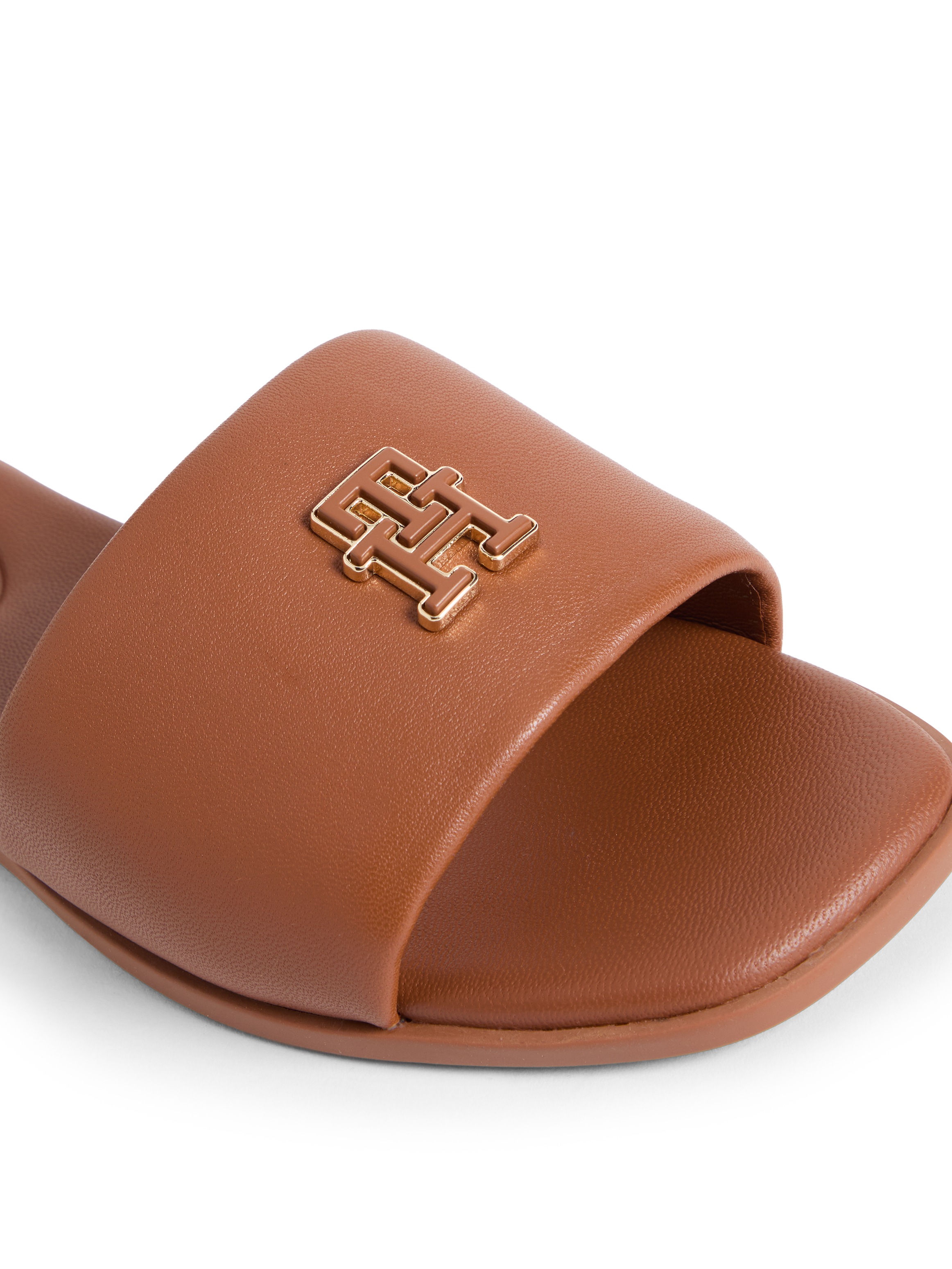 Tommy Hilfiger Pantolette "TH LOGO HARDWARE LEATHER MULE", Blockabsatz, Som günstig online kaufen