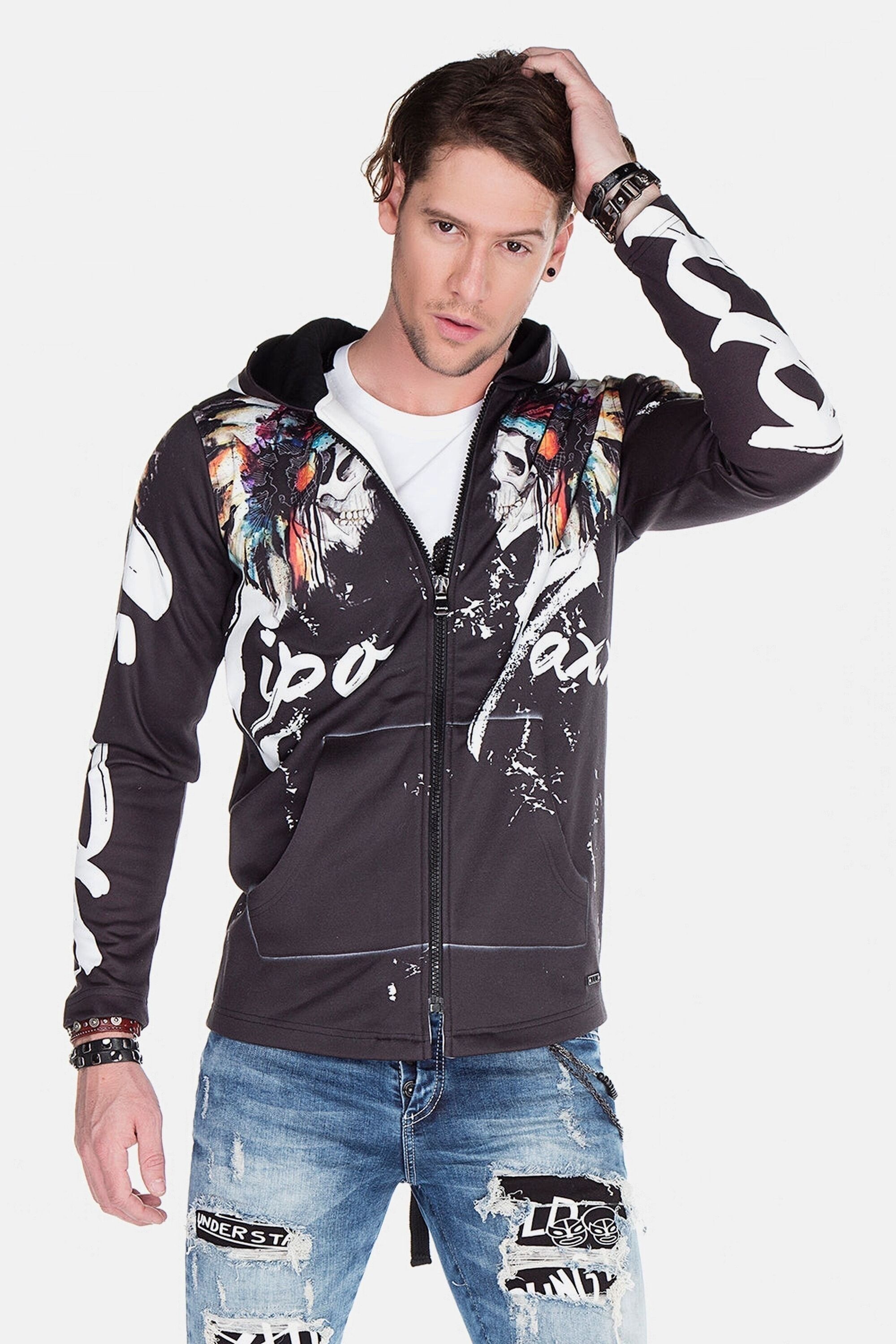 Cipo & Baxx Sweatjacke »Sweatshirts« 1 mit indigenem Allover-Print, CL-263