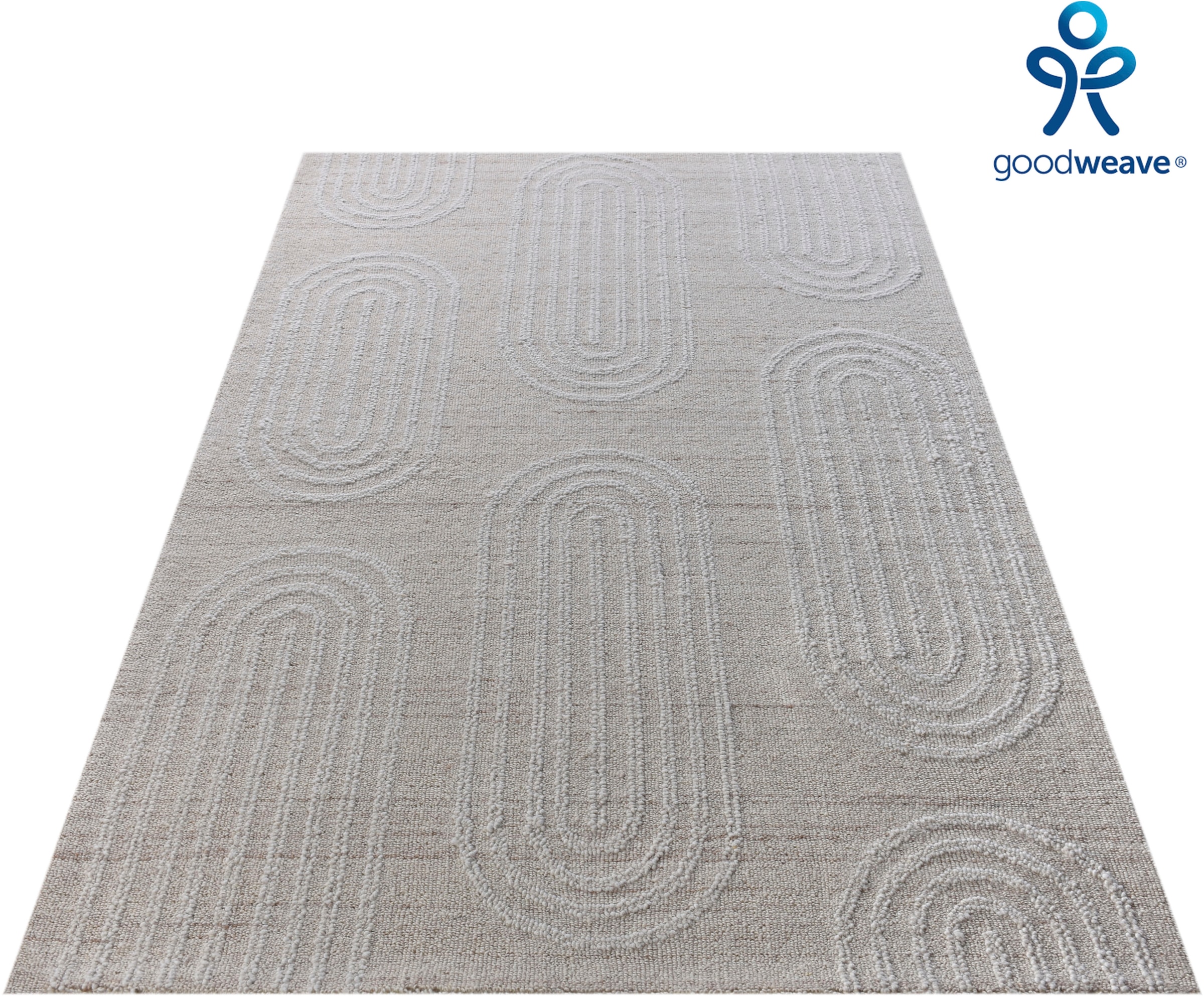 my home Wollteppich "Boras, handgefertigt, Wolle, Hoch-Tief-Struktur," rech günstig online kaufen