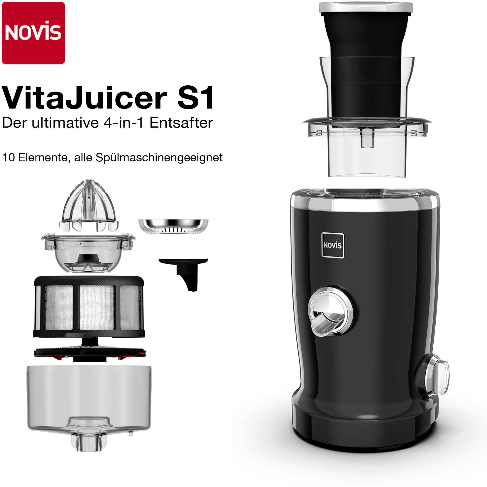 NOVIS Entsafter »VitaJuicer S1 schwarz«, 240 W