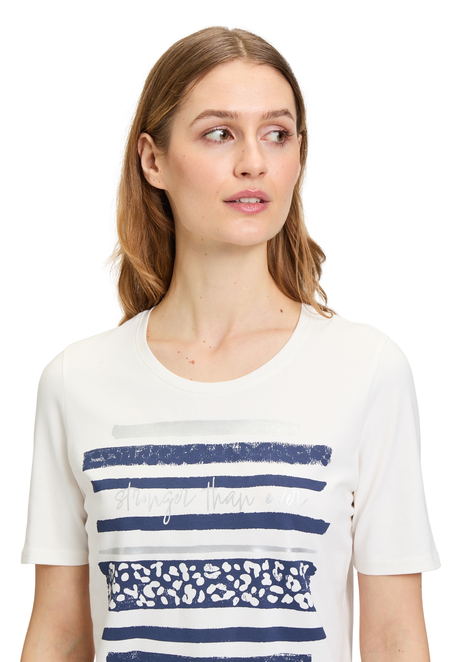 Betty Barclay Kurzarmshirt »Betty Barclay Damen Basic Shirt mit Aufdruck«, (1 tlg.), Glitzer