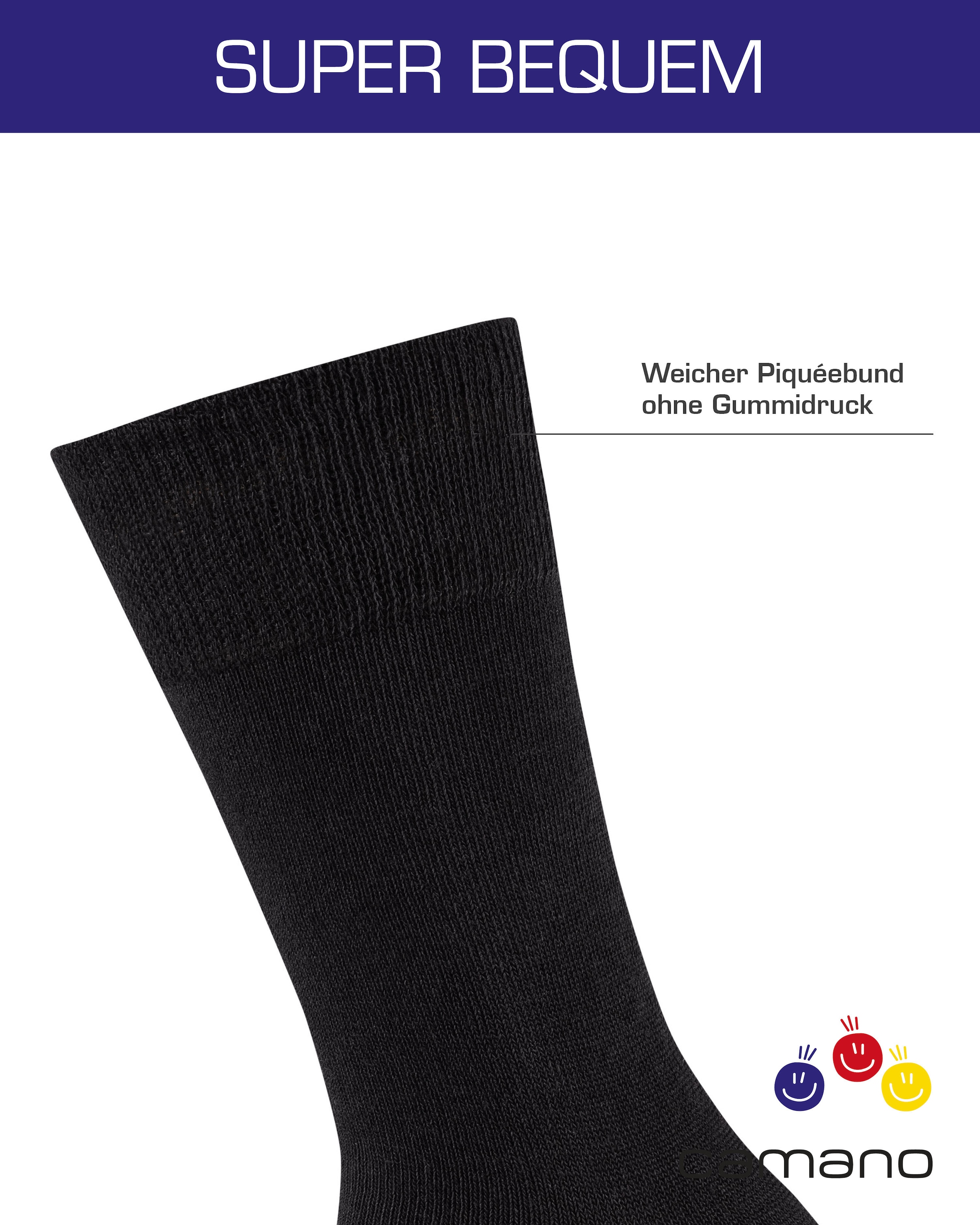 Camano Socken »ca-soft«, (6 Paar), mit Komfortbund und gepolsterten Zehen-/Fersenbereich