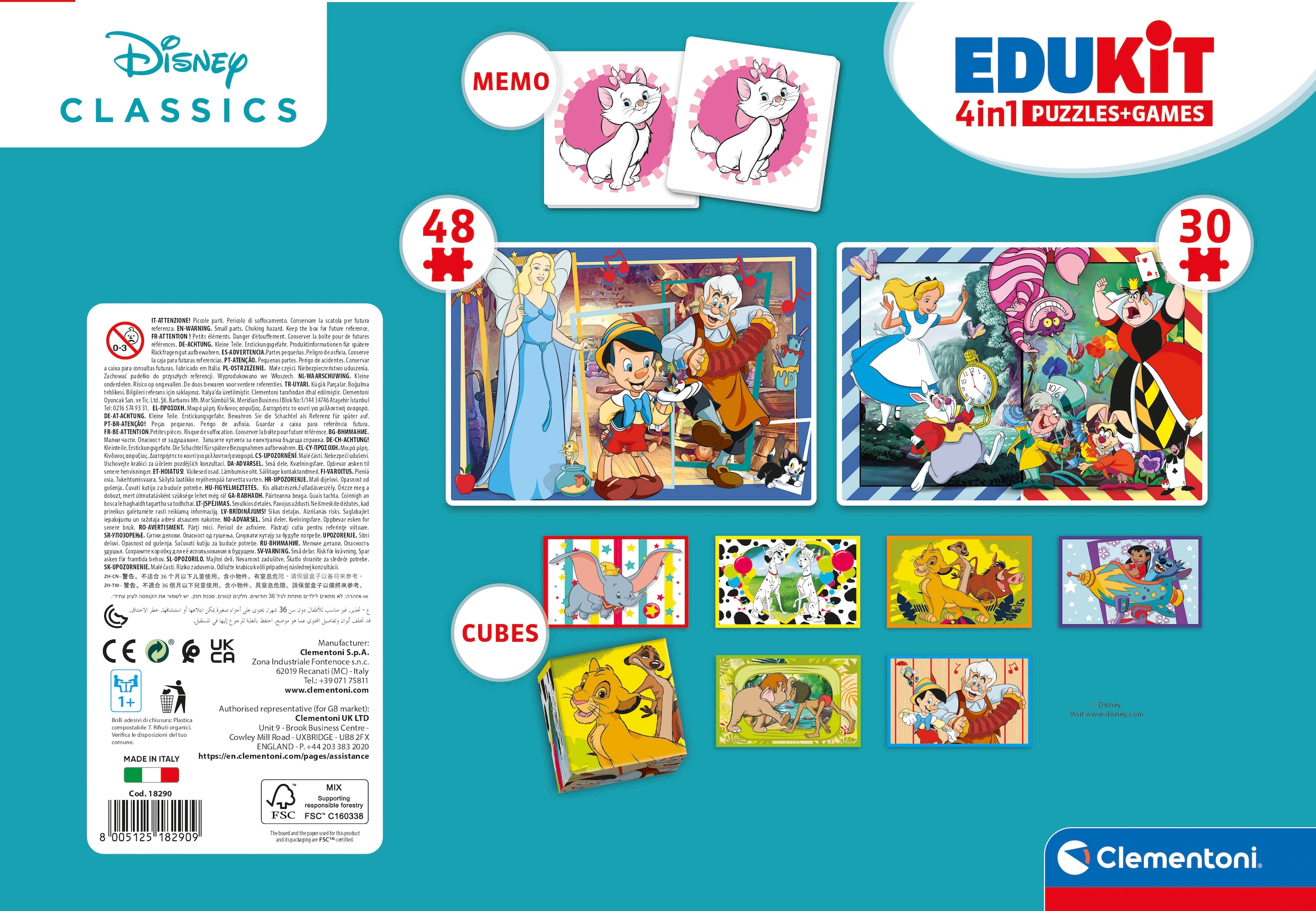 Clementoni® Puzzle »Edukit, 4n1, Disney Classics«, Made in Europe