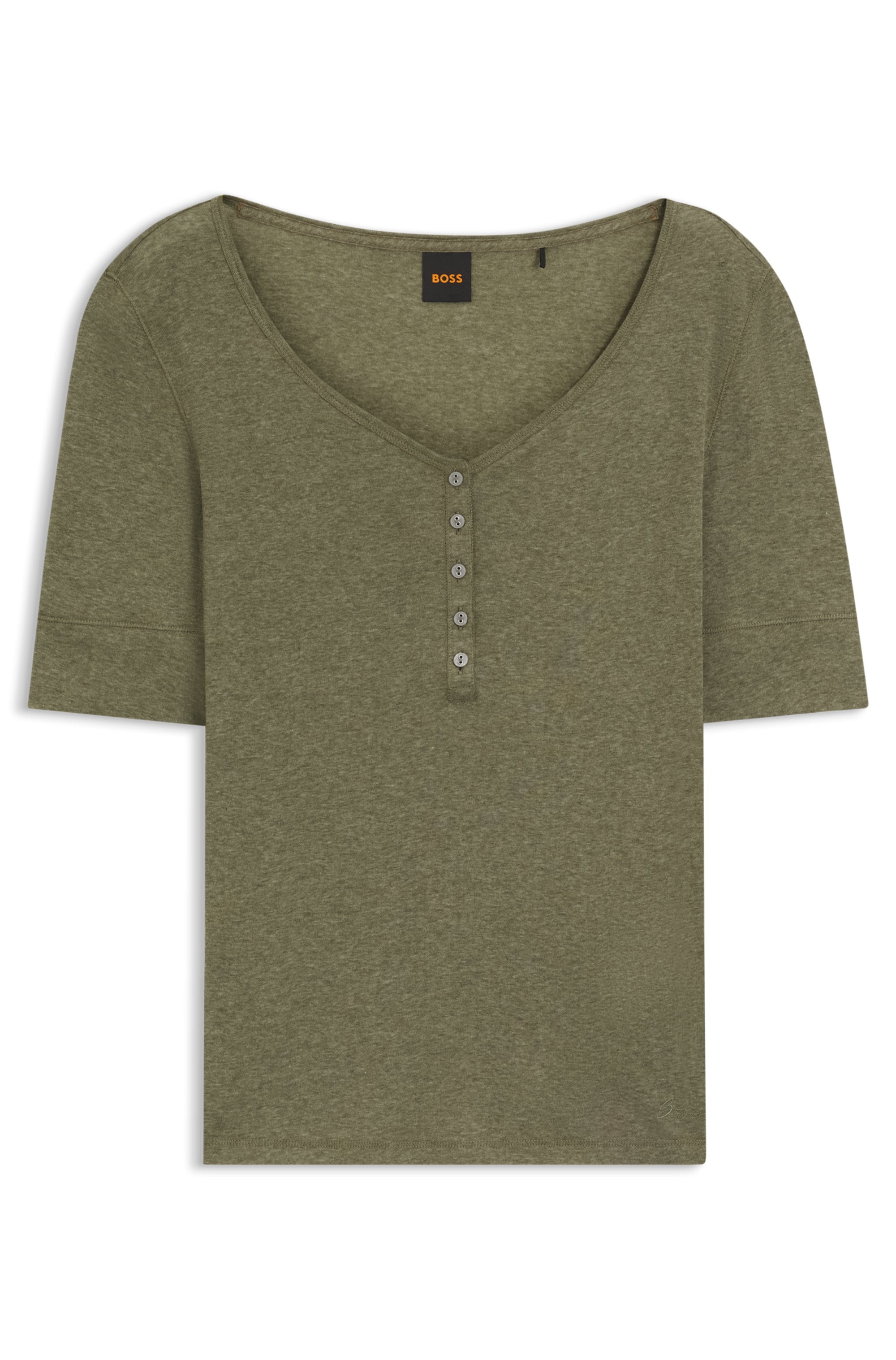 BOSS ORANGE Henleyshirt "Espen Premium Damenmode", mit Knopfleiste am V-Aus günstig online kaufen