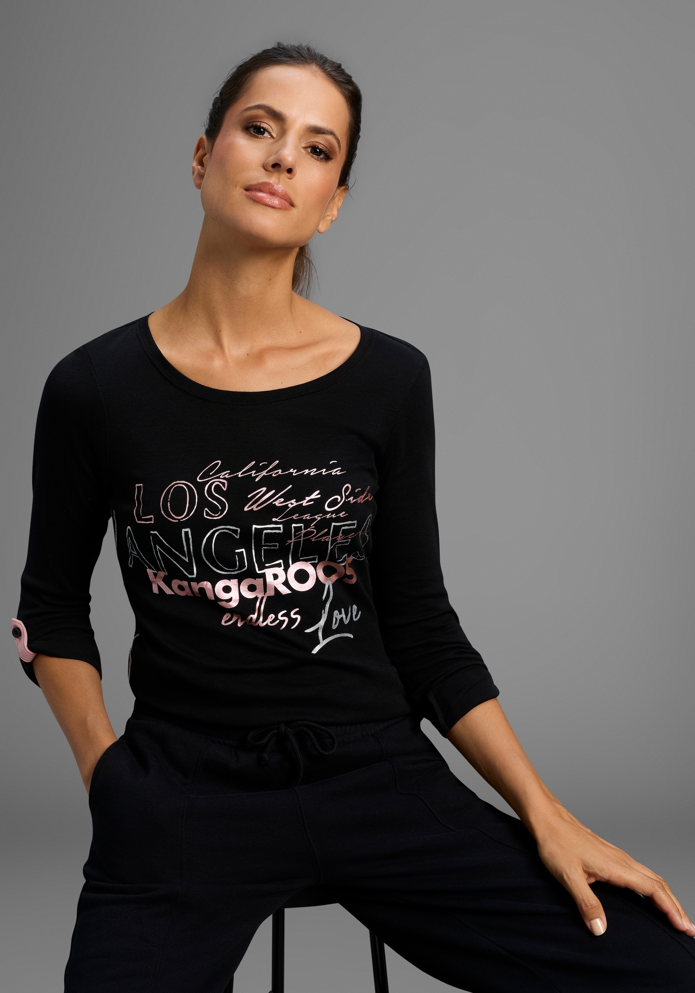 KangaROOS Langarmshirt, sehr figurbetonte Passform, aus dehnbarer Rippware günstig online kaufen