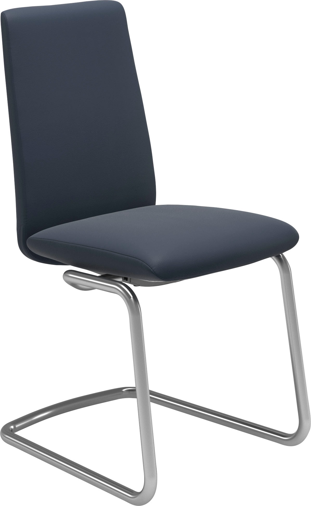 Polsterstuhl STRESSLESS "Laurel", blau (oxford blau paloma, chrom glänzend), B:53cm H:92cm T:59cm, Leder PALOMA: PALOMA ist ein durchgefärbtes Semianilin-Möbelleder mit natürlicher Narbung., Stühle, Polsterstuhl, Low Back, Größe M, mit Beinen aus Stahl in