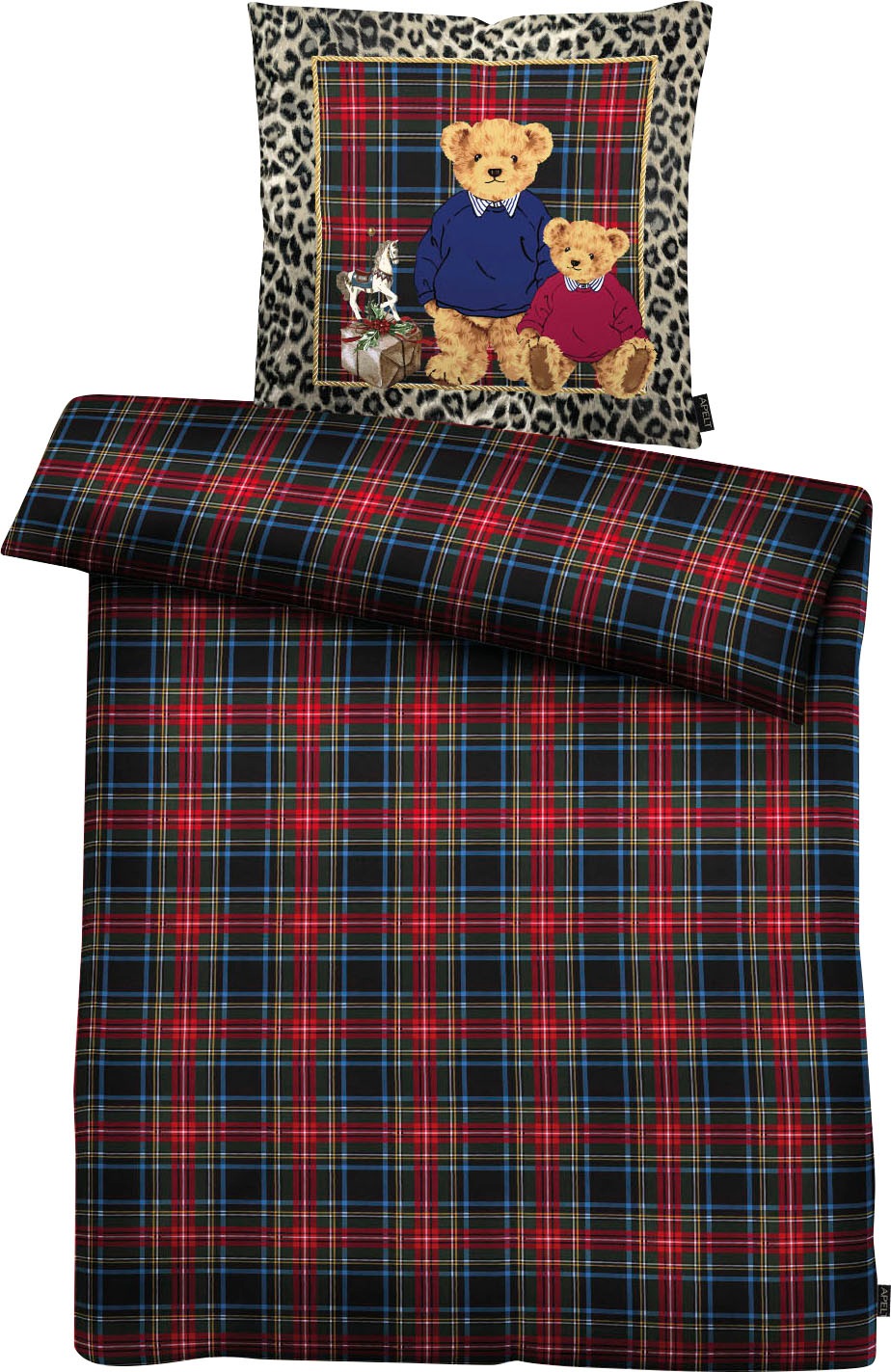 APELT Bettwäsche "Tommy" 2 Stk. Zwei niedliche Bärenkinder mit Leoumrandung günstig online kaufen