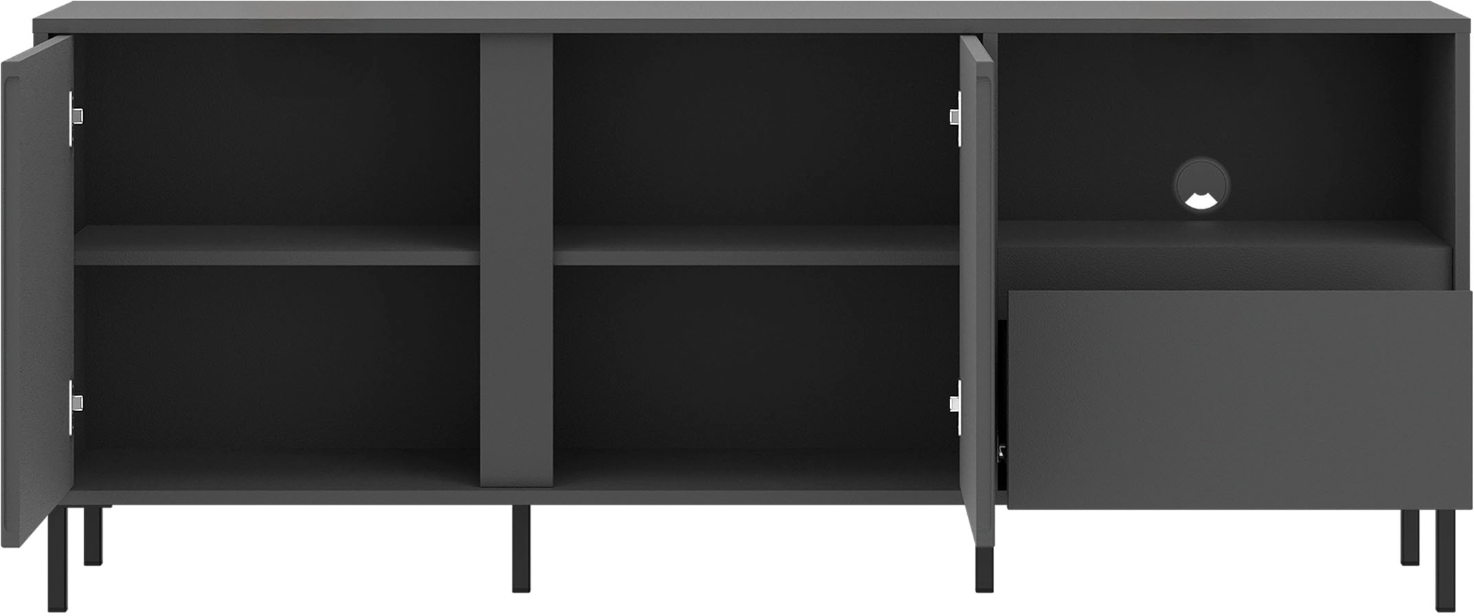 Home affaire Lowboard »AVENALE« Lowboard mit Metallfüßen, Breite 158 cm, Fronten geriffelt