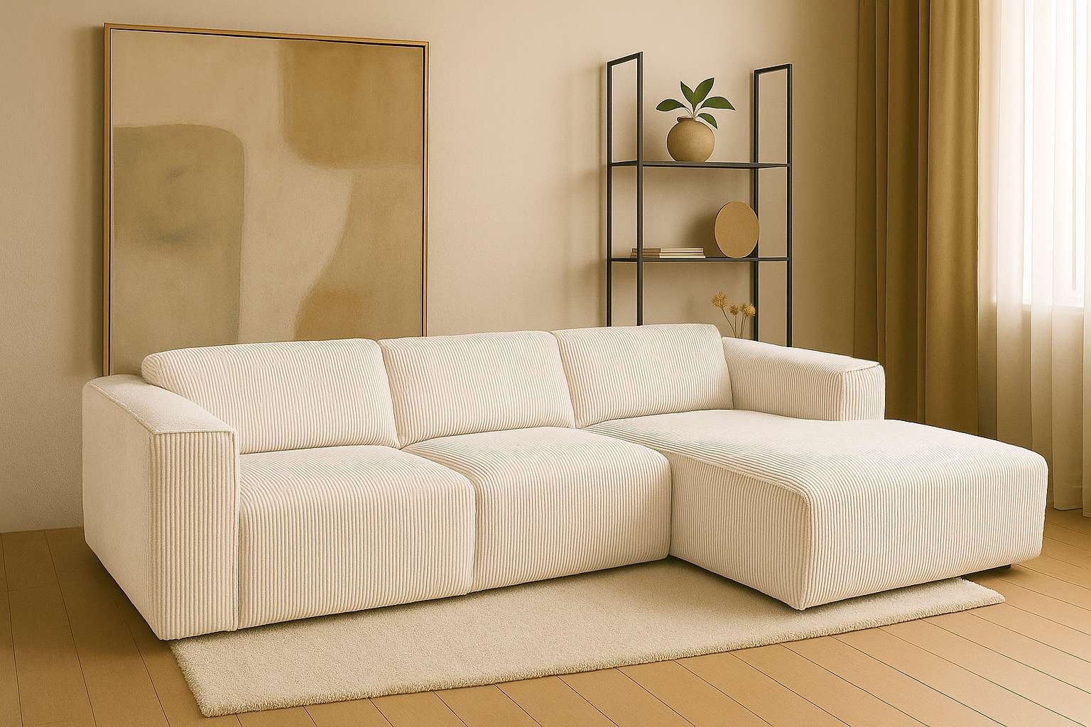 andas Ecksofa "Noord", L-Form, mit Kedernaht, Breite 281 cm, Cord, Struktur günstig online kaufen