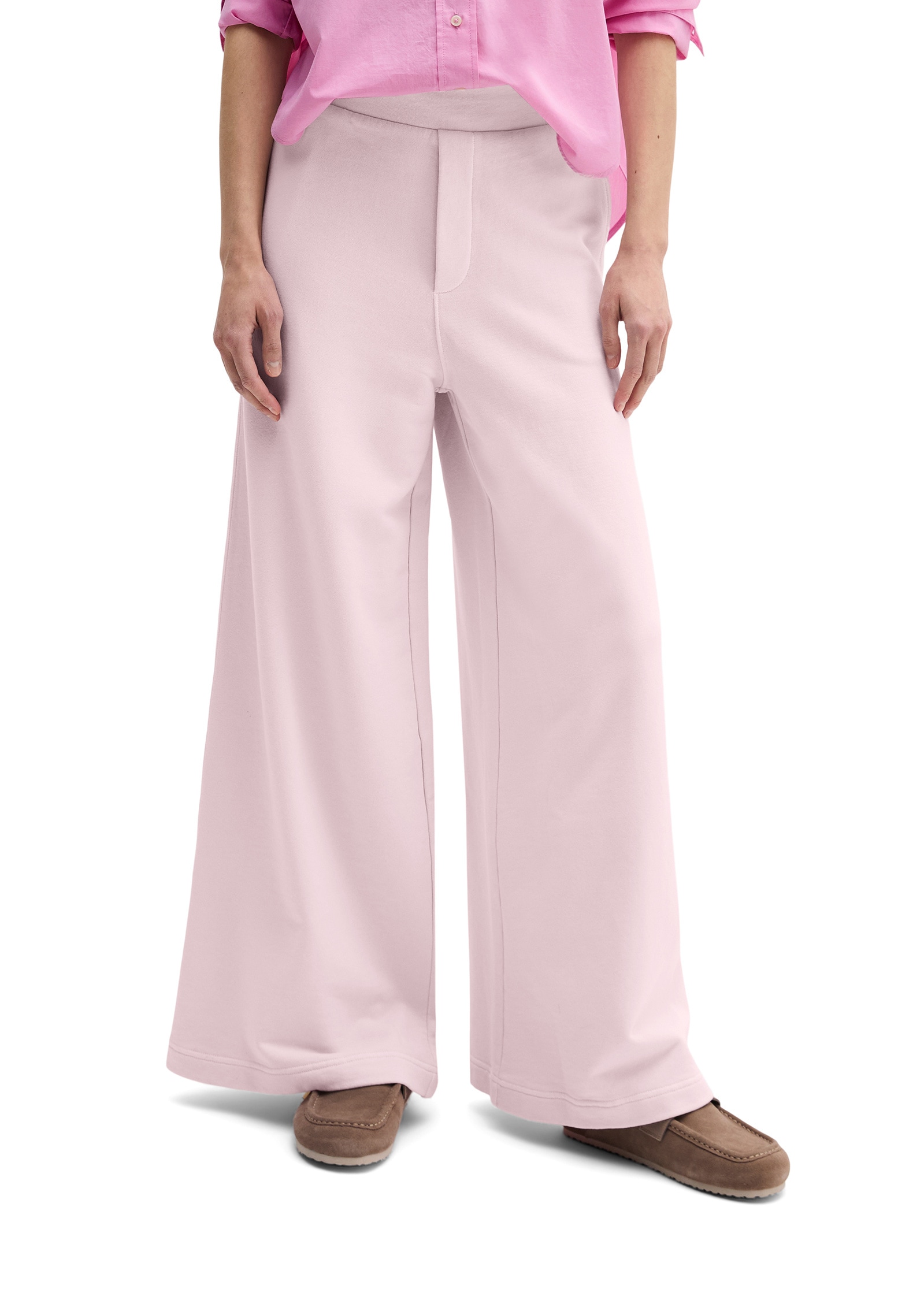 Chinohose MARC O'POLO "aus weicher Baumwolle", Damen, Gr. L, Normalgrößen, dried rose, Sweatware, Obermaterial: 100% Baumwolle, unifarben, loose fit normal, Hosen Chinohose