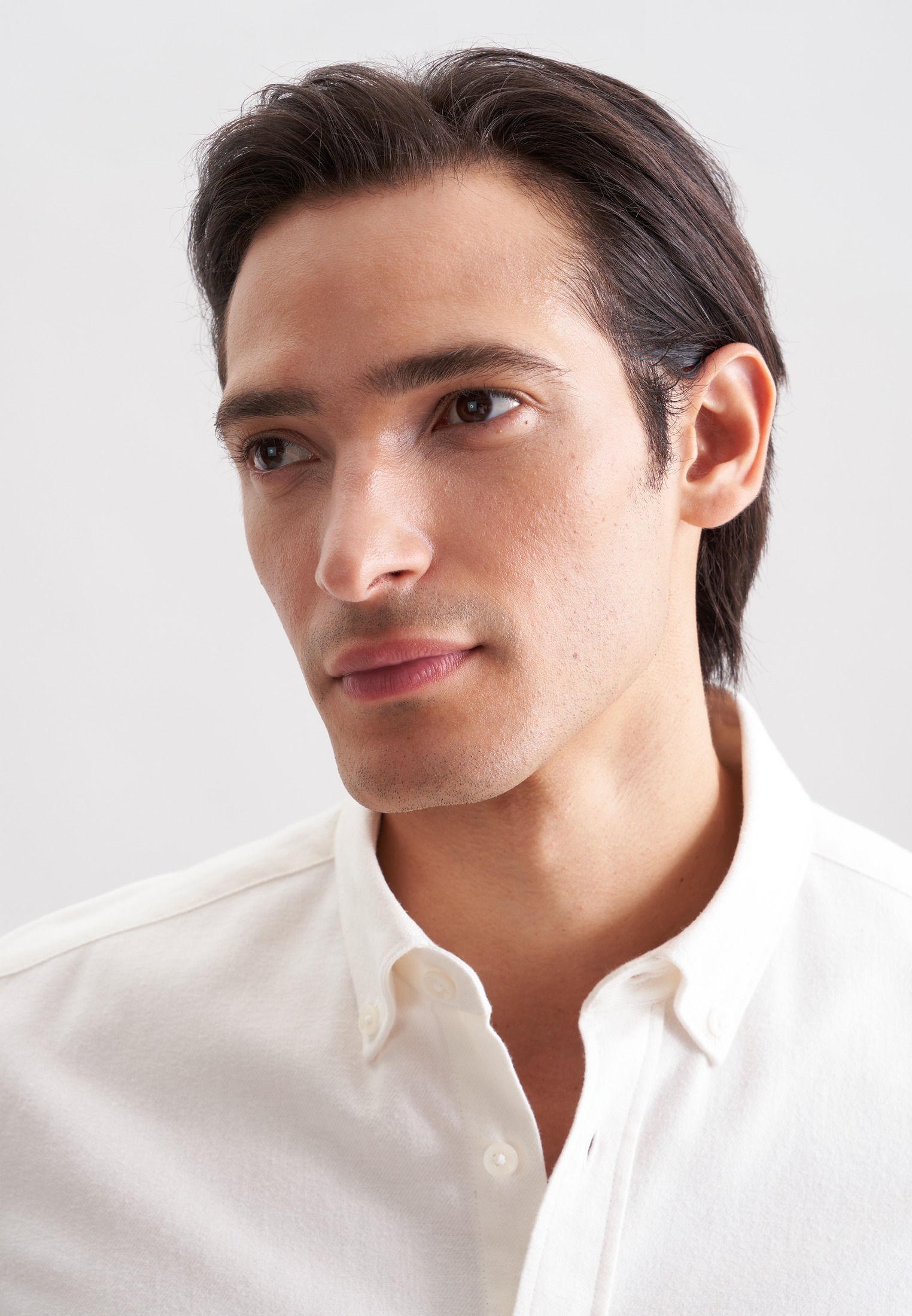 Thumbnail - seidensticker Flanellhemd Slim 1/1 Button-Down-Kragen Uni