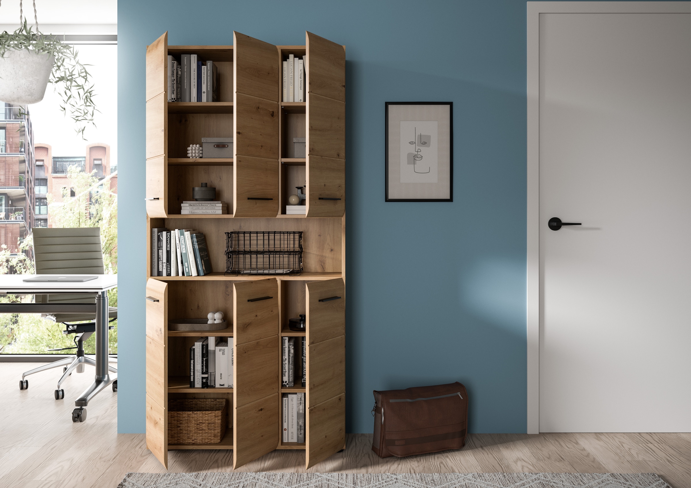 INOSIGN Stauraumschrank, (1 St.), Florenz, Mehrzweckschrank Artisan Oak NB, 185 cm Höhe, Bad