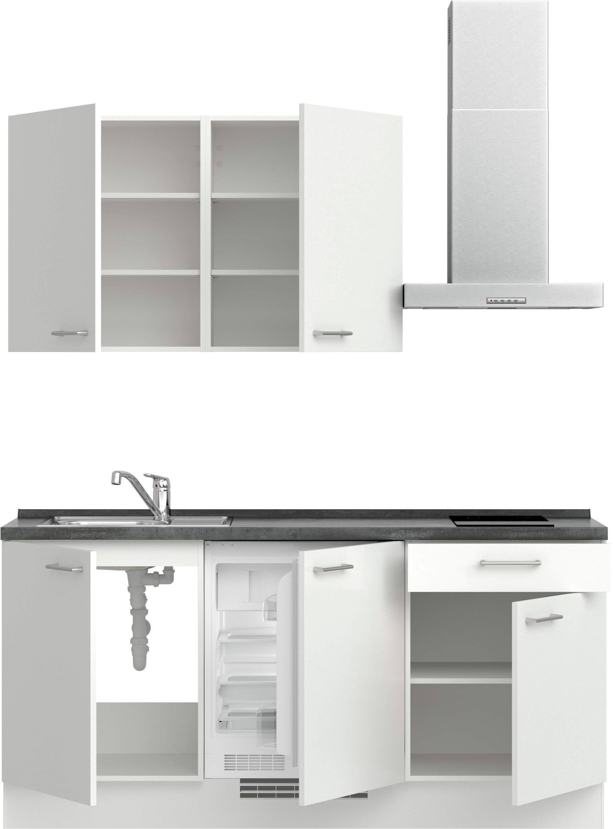 nobilia® Küchenzeile »"Laser I",Ausrichtung wählbar, Breite 180 cm«, vormontiert, wahlw. mit unterschiedlichen E-Geräten-Sets