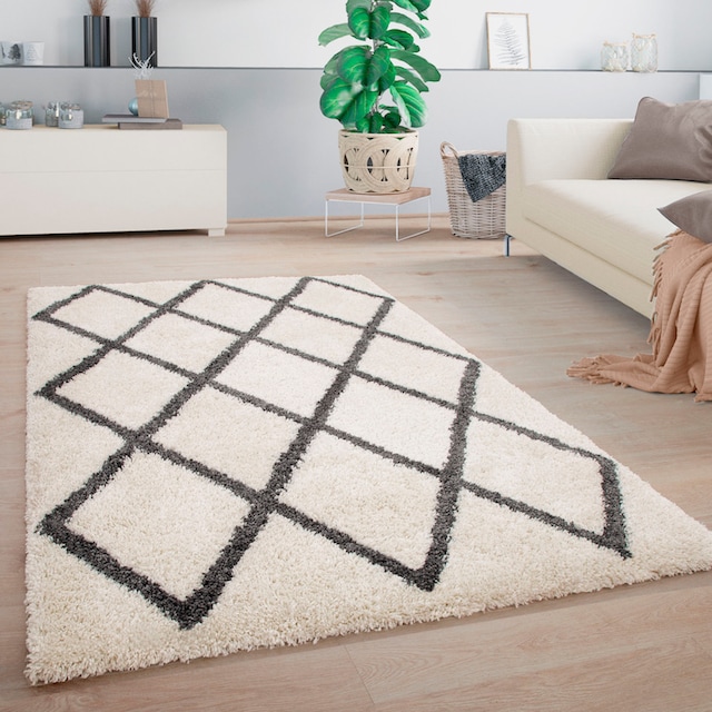 Paco Home Hochflor-Teppich »Arezzo 681«, rechteckig, modernes Rauten Design,  sehr weicher Flor kaufen | BAUR