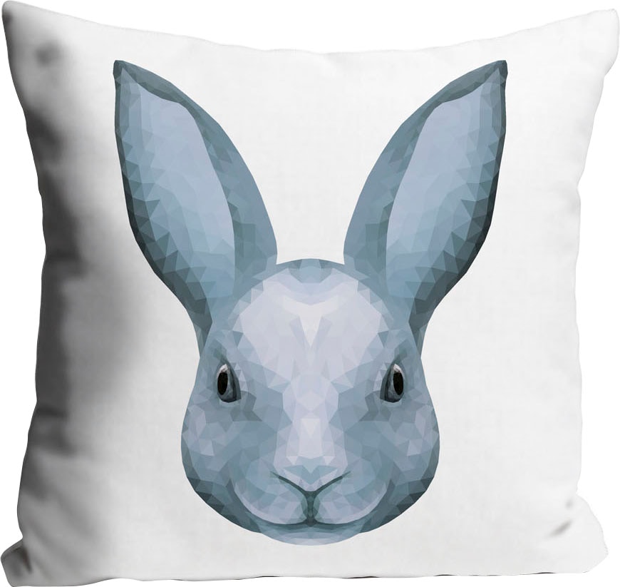 queence Dekokissen "Ikarus" mit einem blauen Hasen günstig online kaufen